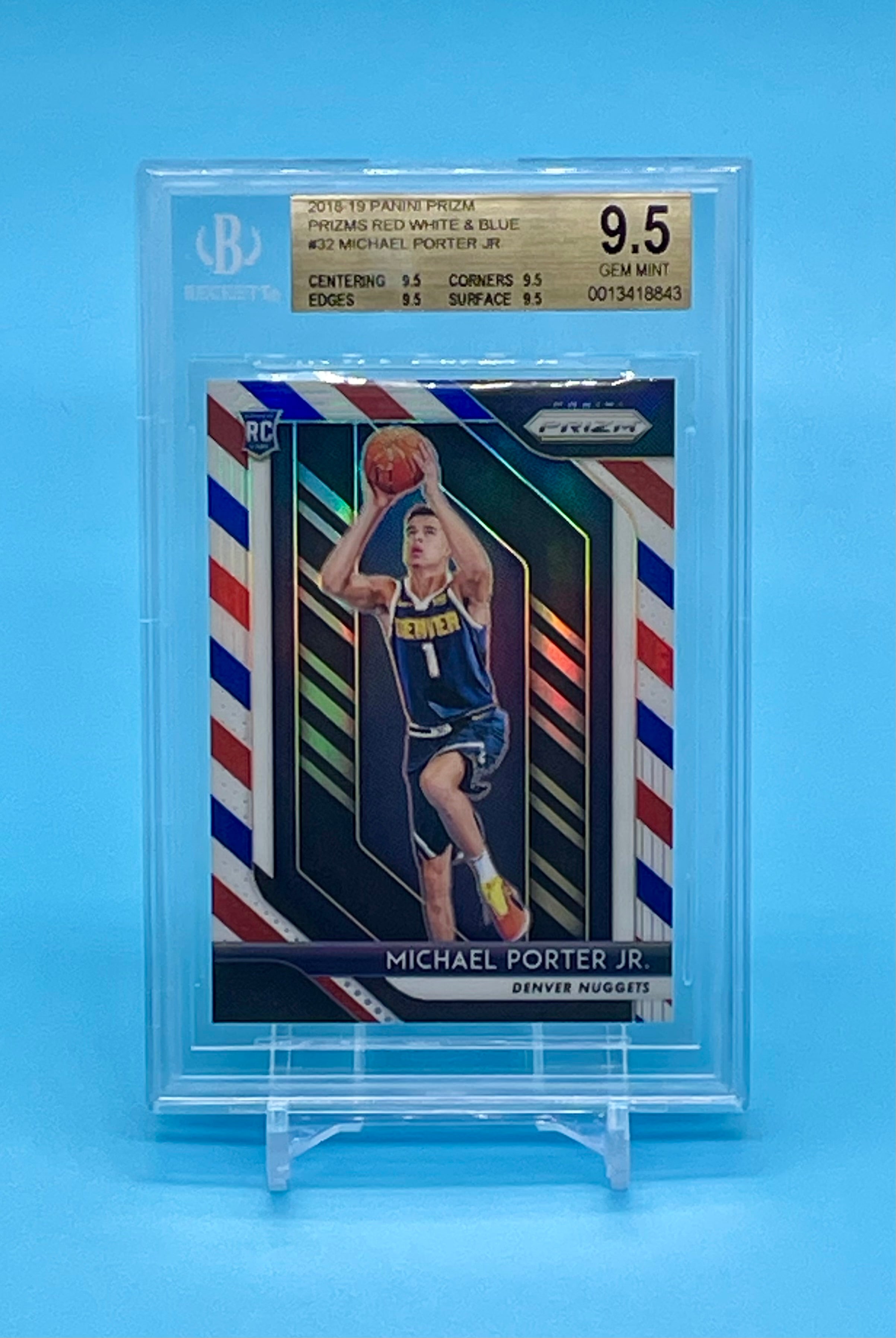 ❤️2018 Panini Prizm Red White & Blue Michael Porter Jr. RC Bgs 9.5 True Gem Mint