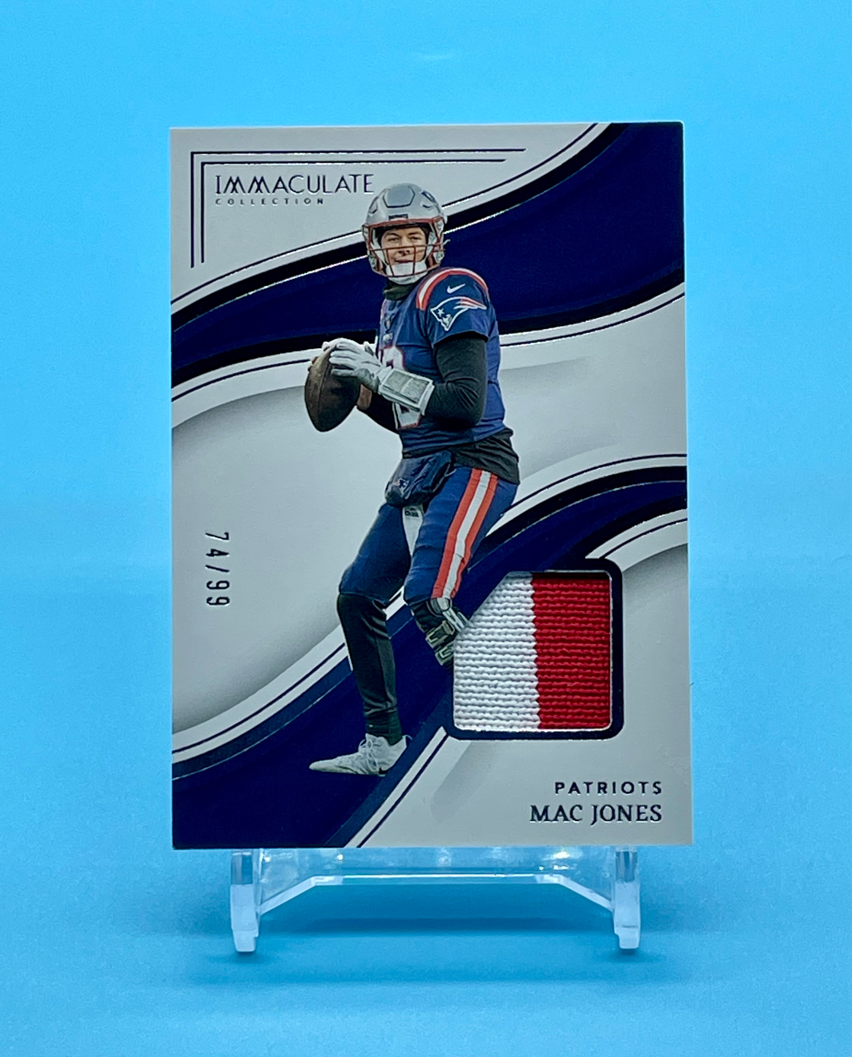 ❤️2023 Immaculate Collection Mac Jones /99 Patriots 2 Color Patch Card
