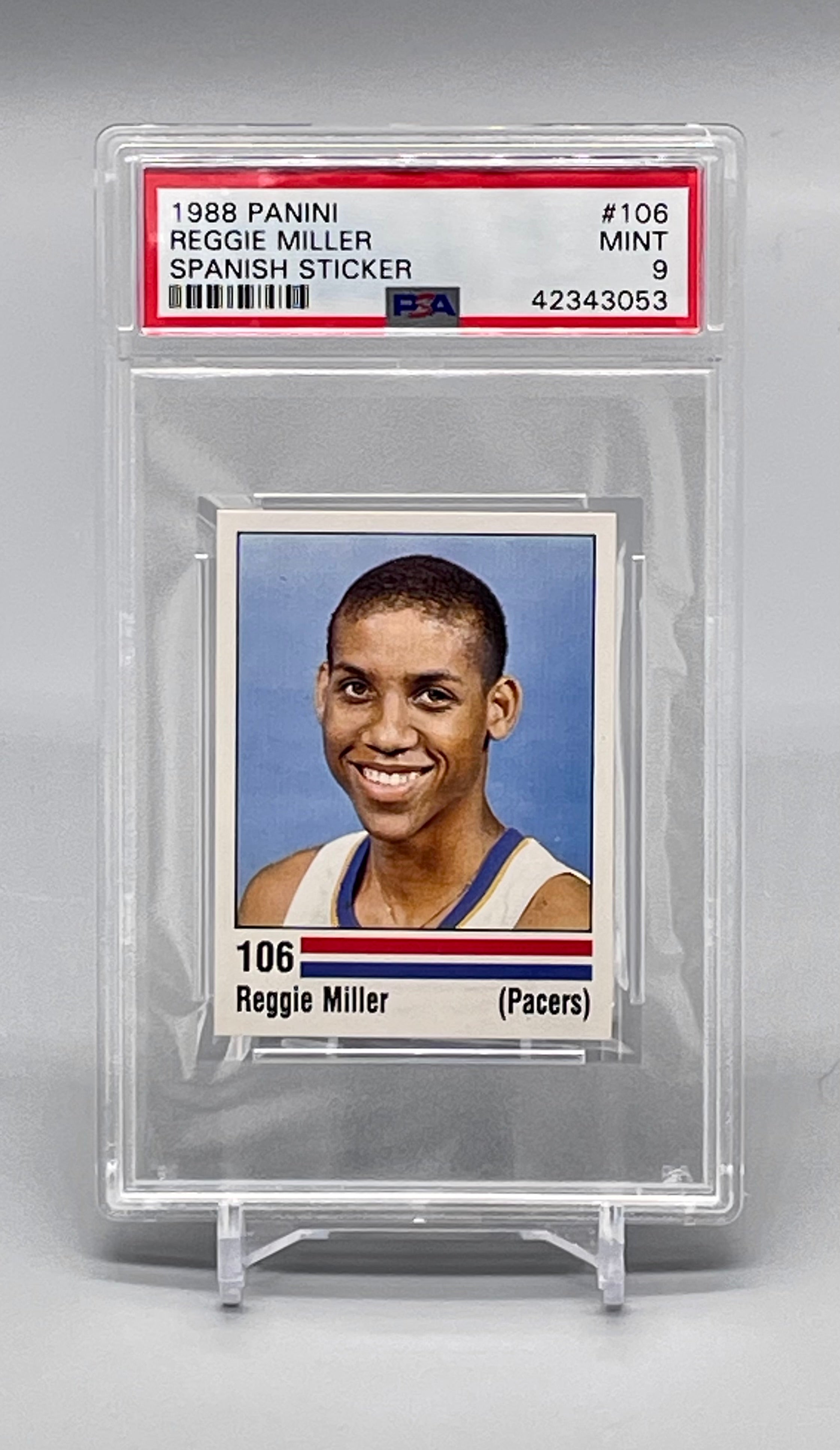 ❤️1988-89 Rare Panini Stickers Spanish #106 Reggie Miller Rookie Card RC Psa 9