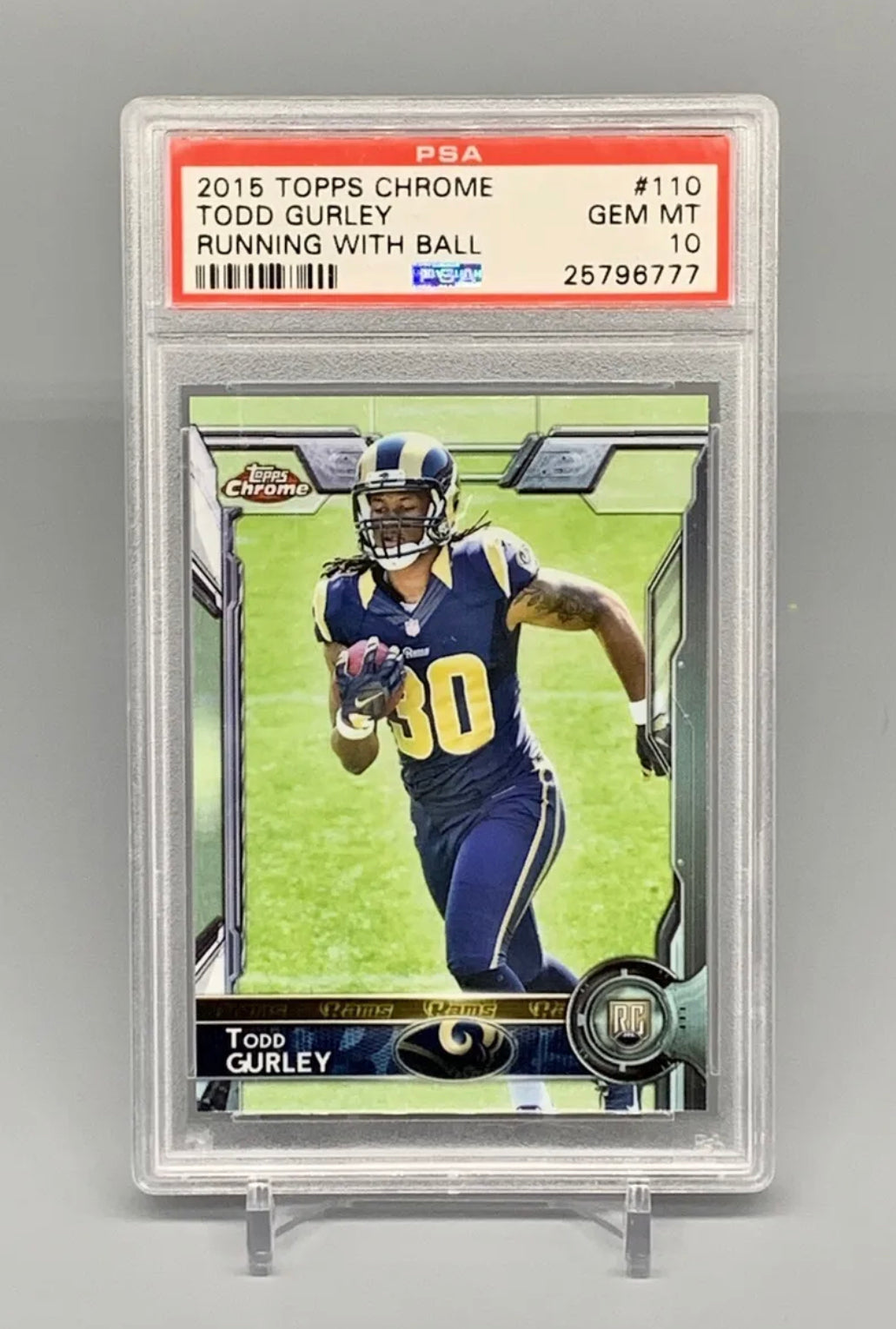 ❤️2015 TOPPS CHROME TODD GURLEY RC #110 RUNNING WITH BALL PSA GEM-MNT 10 Rookie