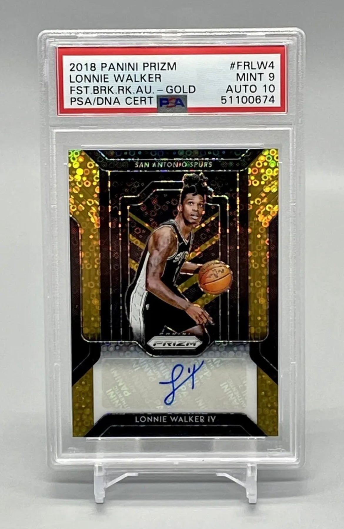 ❤️2018 Disco Prizm Lonnie Walker Gold Auto /10 Rookie Fast Break PSA 9/10 RC