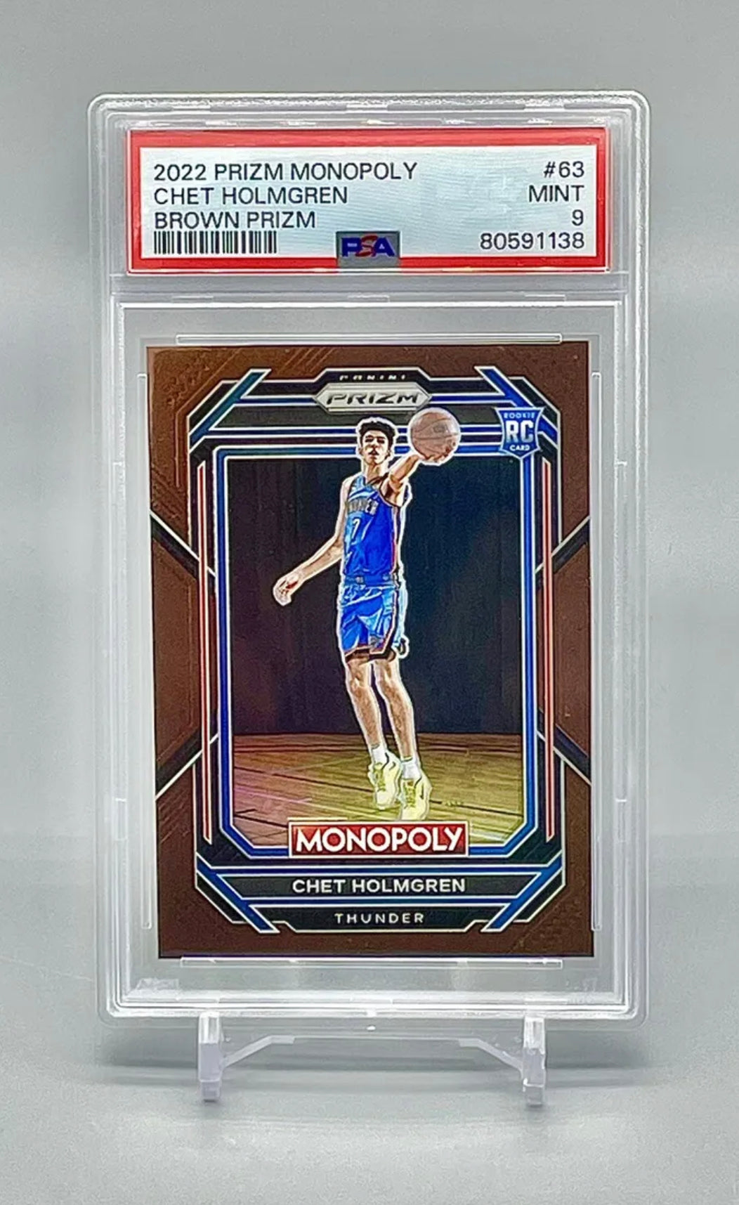 ❤️CHET HOLMGREN 2022 Panini Prizm MONOPOLY Brown RC Rookie /249 PSA 9 Thunder
