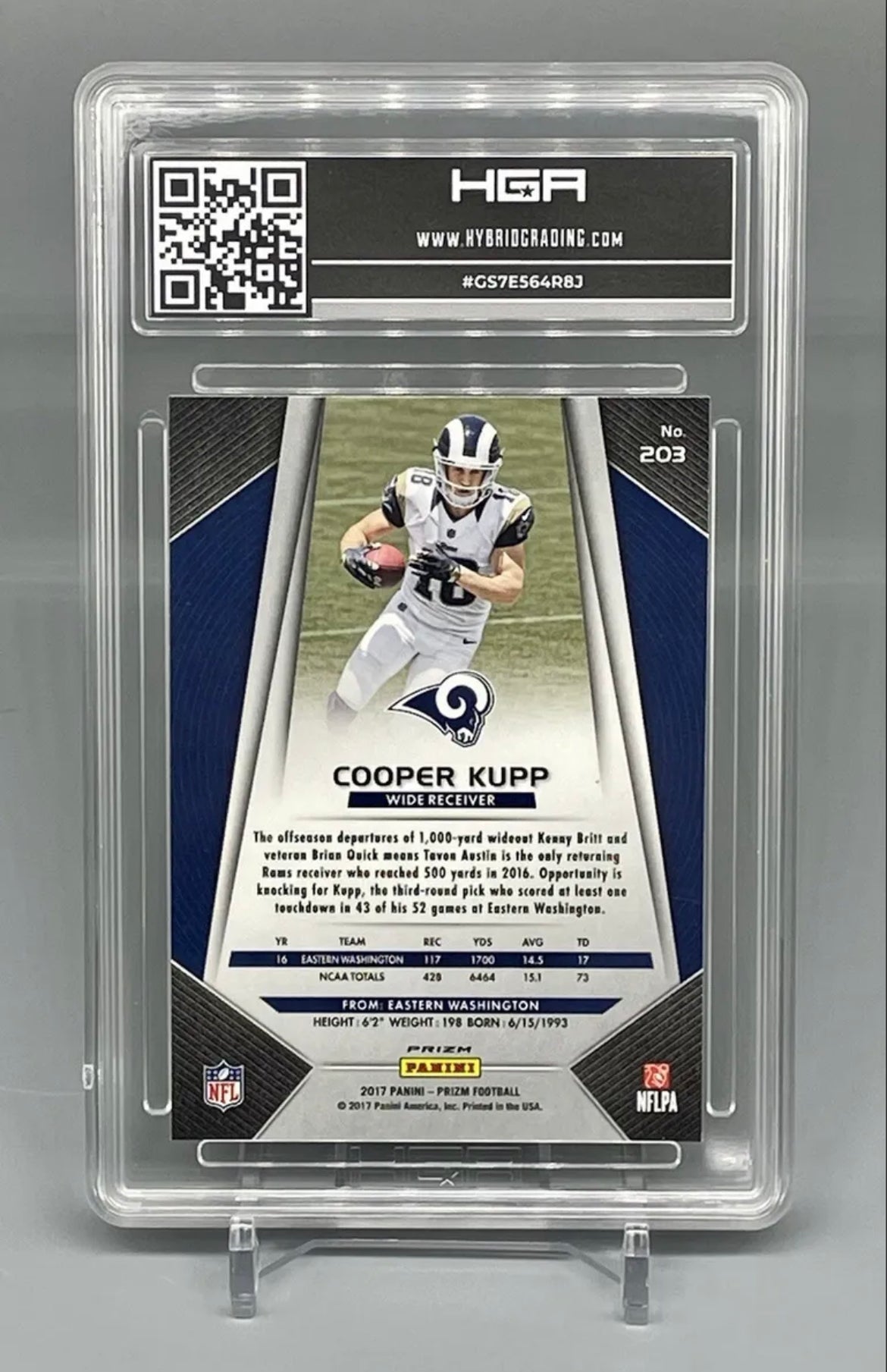 ❤️2017 Panini Silver Prizm #203 Cooper Kupp Rams RC Rookie HGA 9.5 GEM MINT