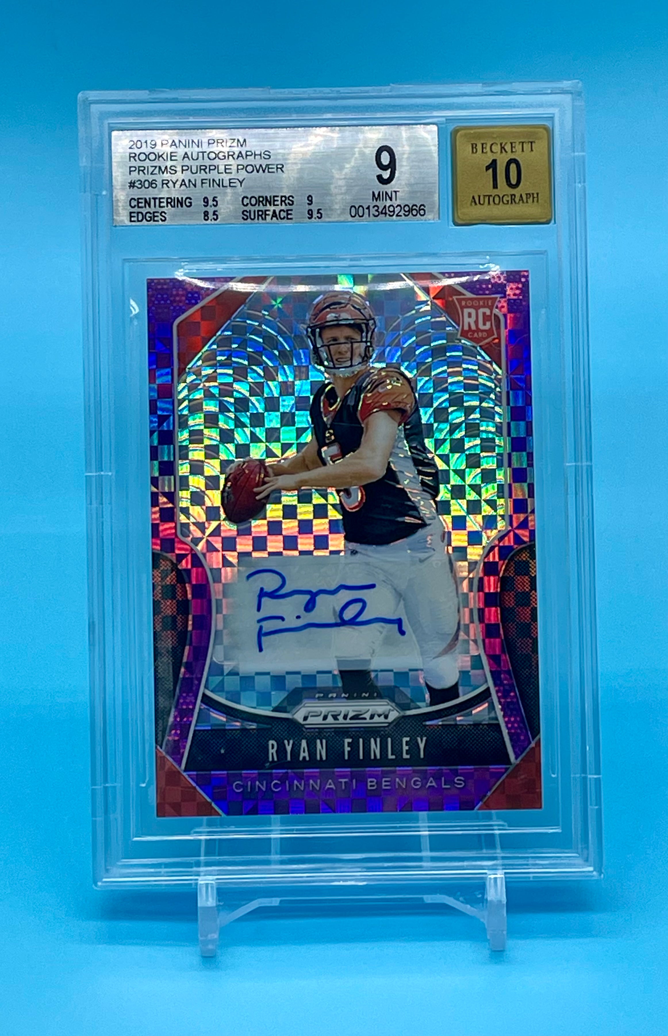 ❤️2019 Prizm Ryan Finley Purple Power Rookie Auto /49 Bengals RC BGS 9 Auto 10