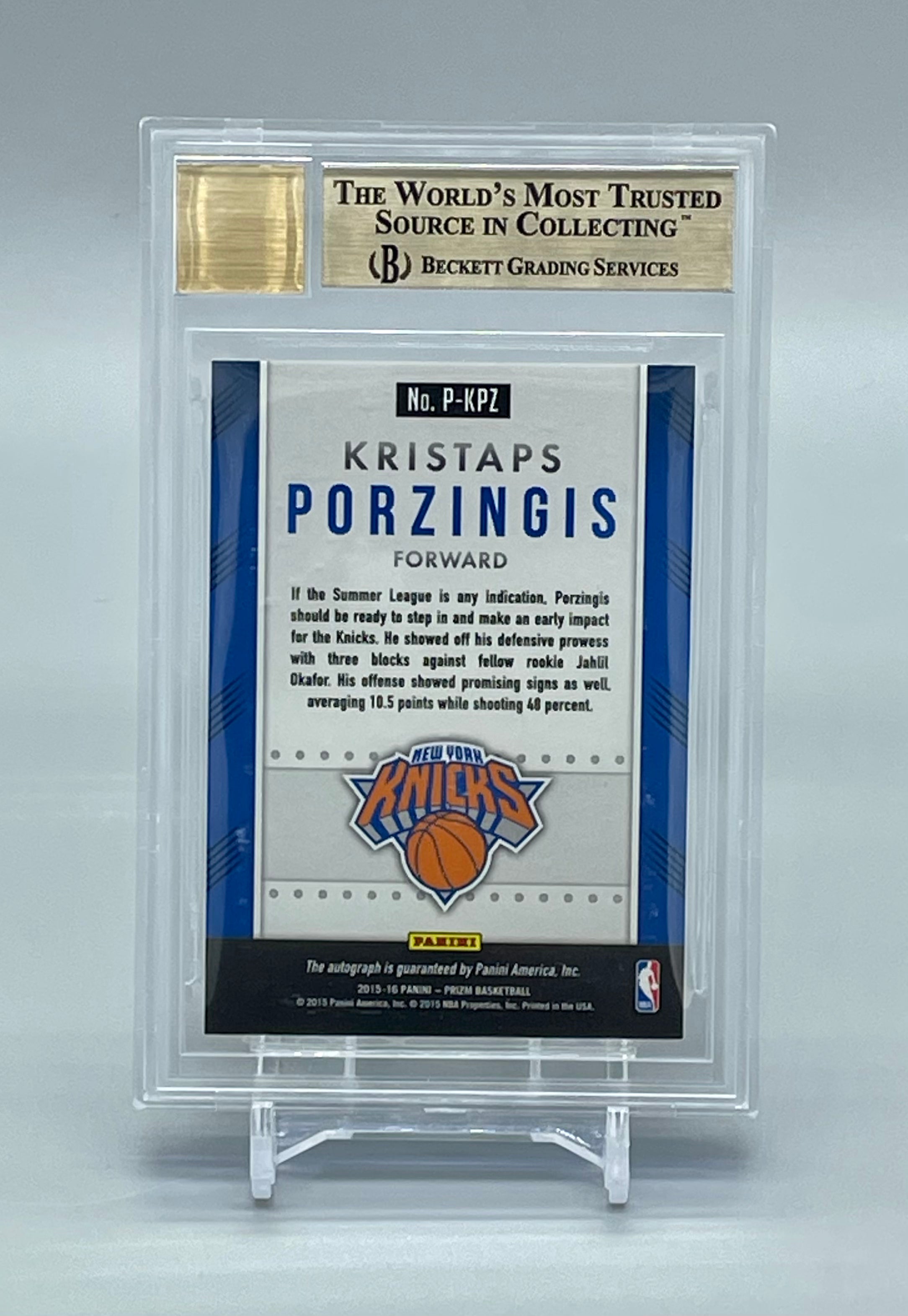 ❤️2015 Kristaps Porzingis Panini Prizm Auto Rookie #98 BGS 9.5 Auto 10 Boston