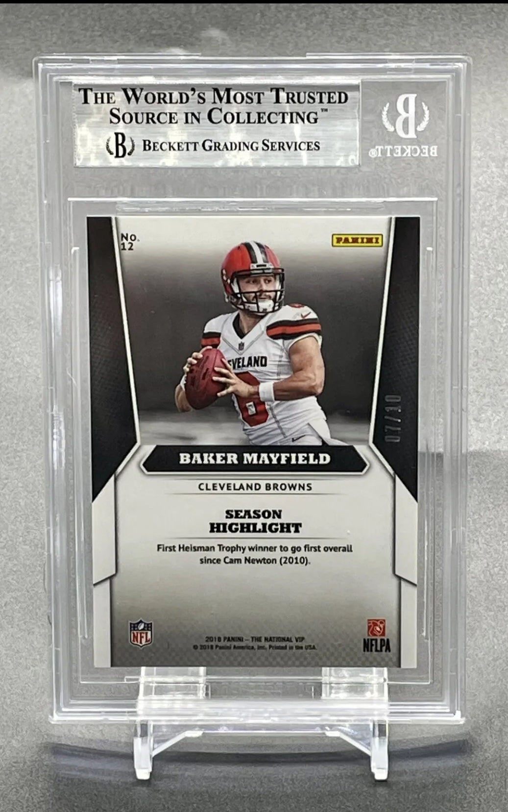 2018 Baker Mayfield National Convention Gold VIP 7/10 Rookie RC BGS 9 #12