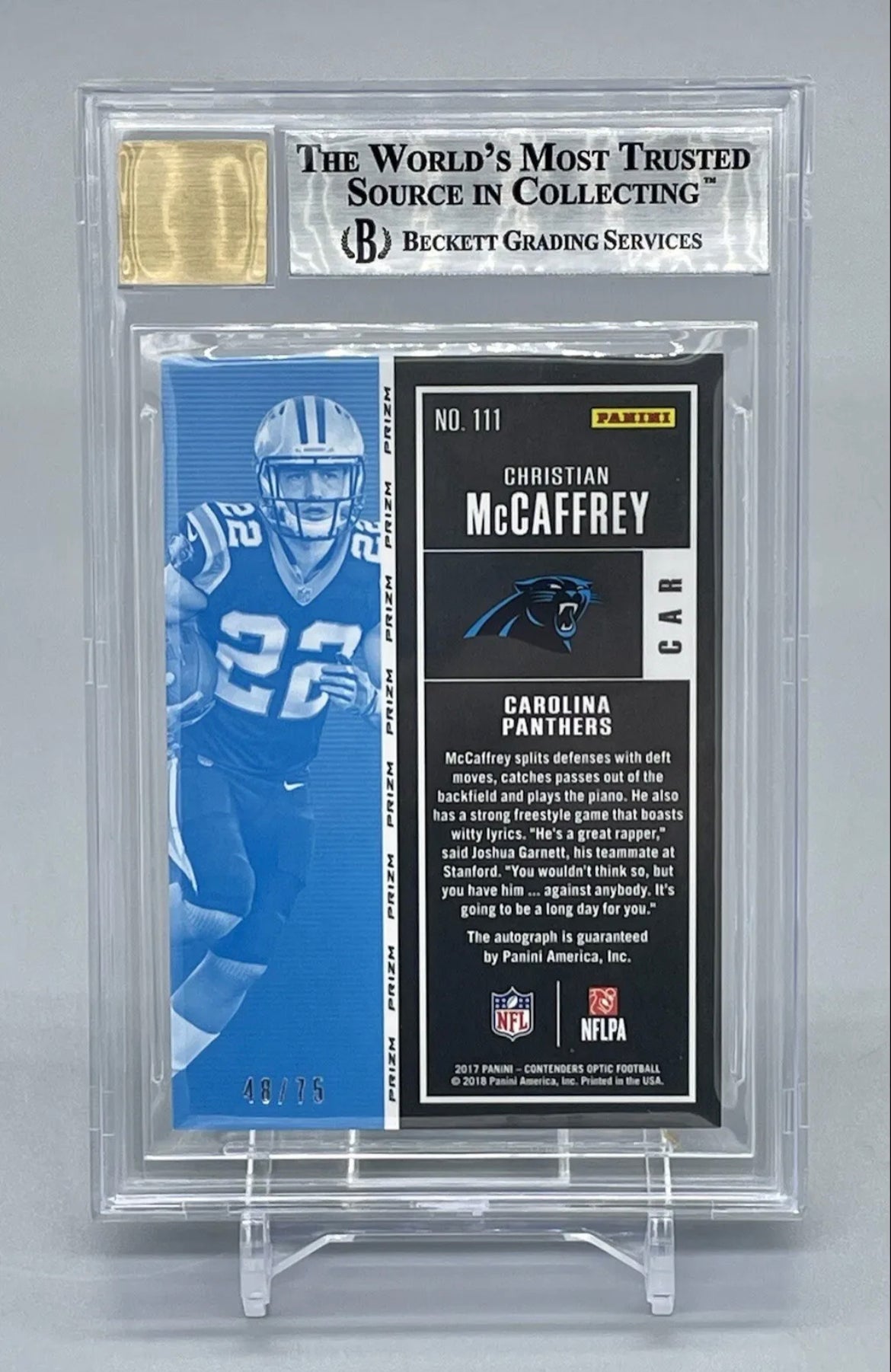 ❤️Christian McCaffrey 2017 Origins Football Rookie Red Black Box Auto 1/1 PSA 9