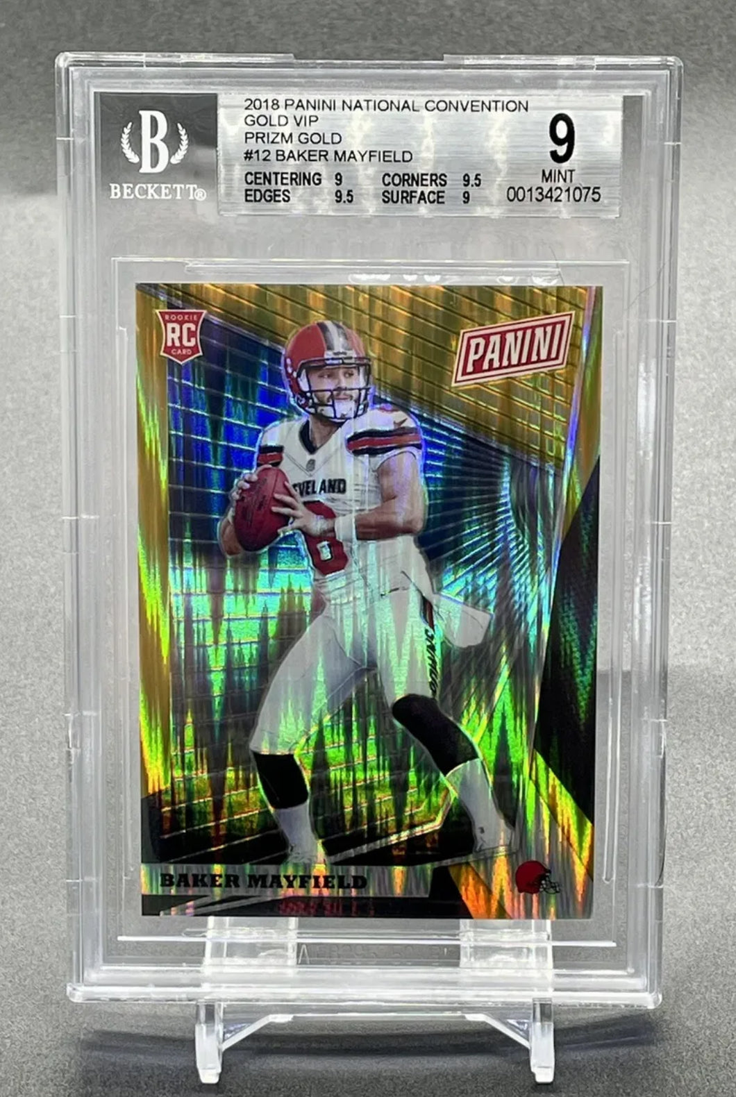 2018 Baker Mayfield National Convention Gold VIP 7/10 Rookie RC BGS 9 #12