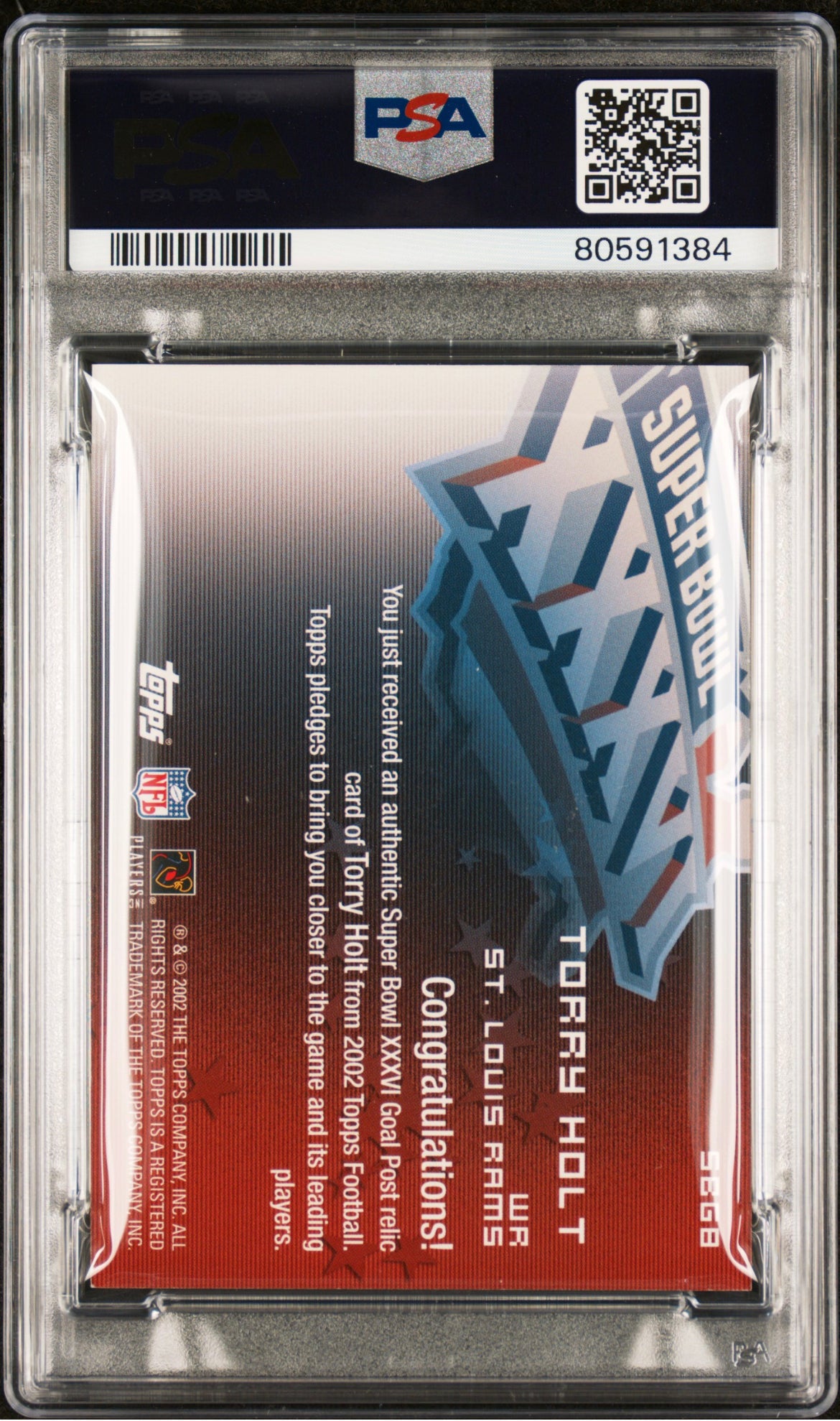 ❤️2002 Topps Chrome Torry Holt Super Bowl Authentic Goal Post Relic Psa 9 Pop 2