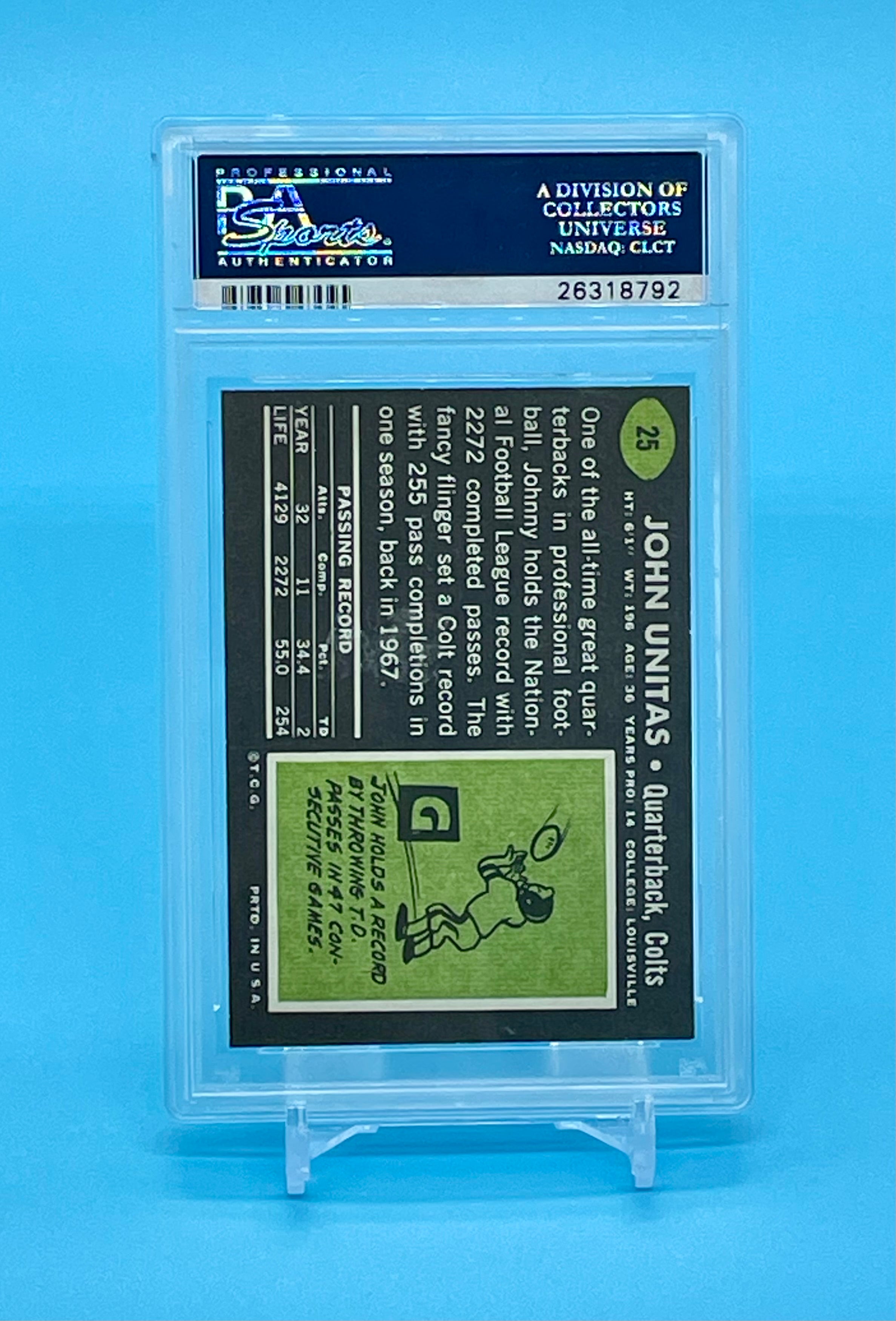 ❤️1969 Topps Football Johnny Unitas #25 PSA 8 Baltimore Colts