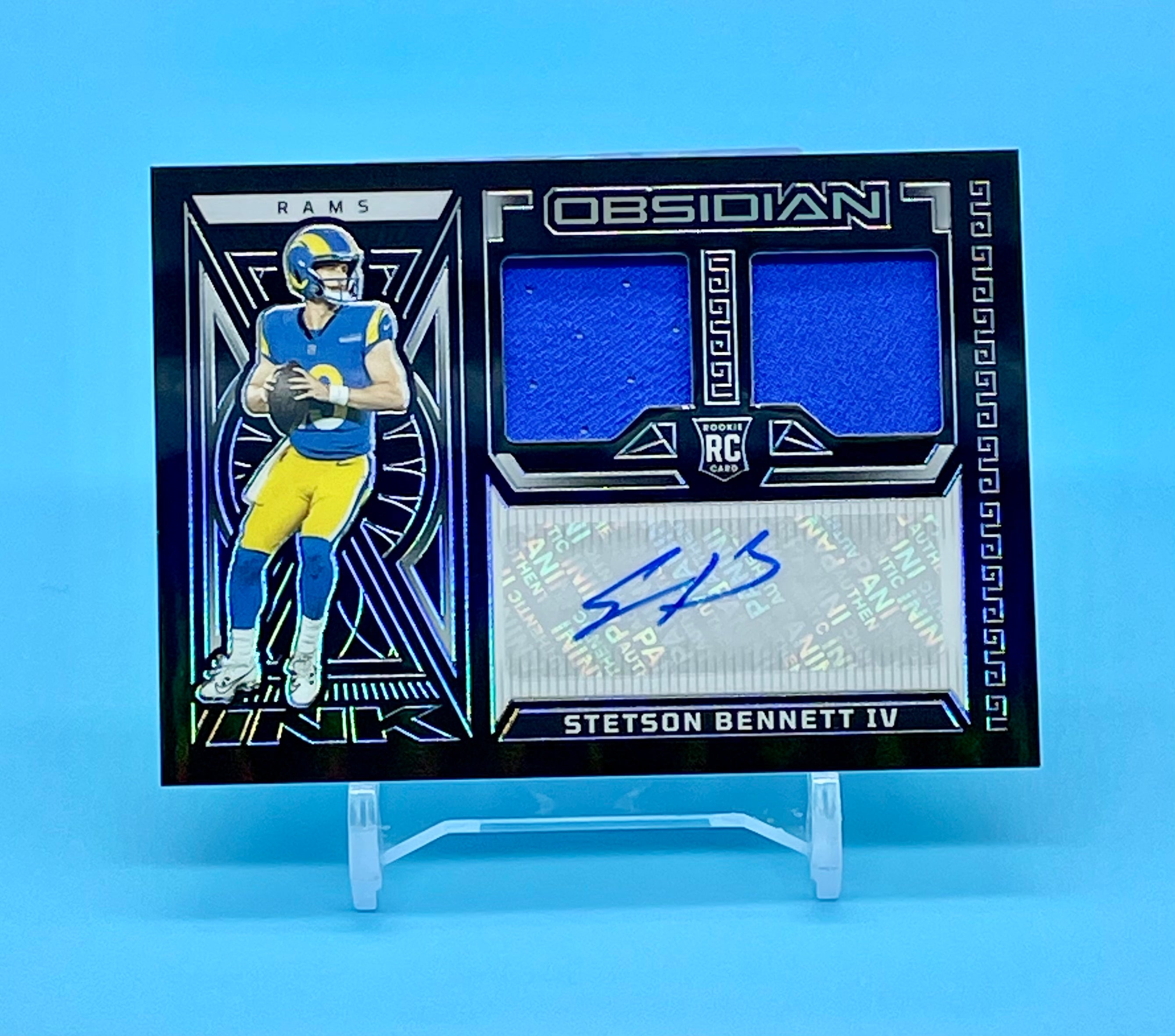 ❤️2023 OBSIDIAN STETSON BENNETT IV RC PLAYER WORN PATCH AUTO SILVER /199 RAMS