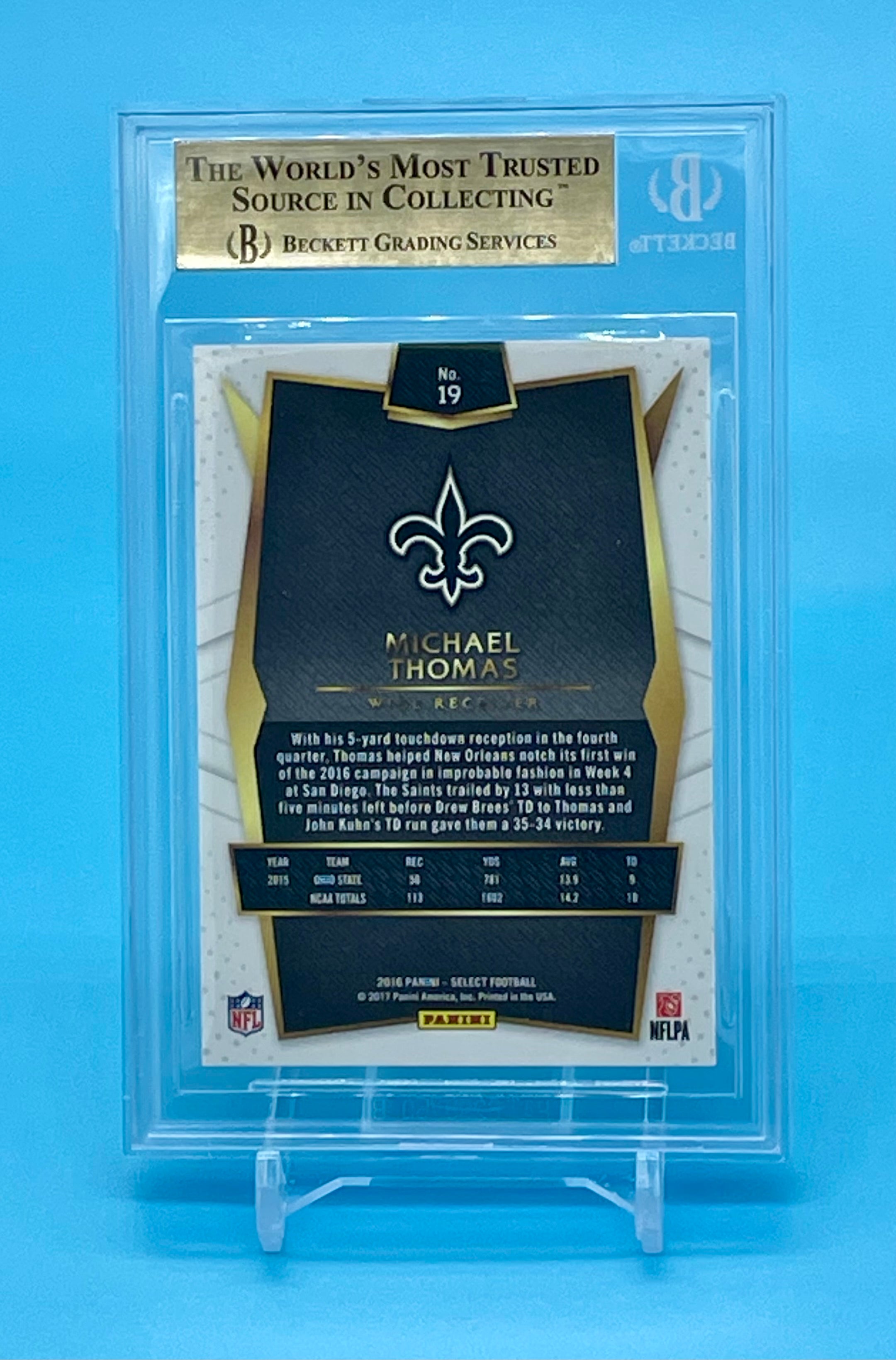 ❤️2016 Panini Select 19 Michael Thomas Silver Prizm Rookie Card BGS 9.5 GEM MINT POP 6!