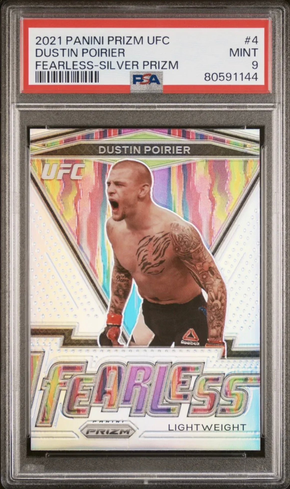 ❤️DUSTIN POIRIER 2021 1st Prizm UFC Debut Edition FEARLESS #4 Silver Psa 9 Pop 1!
