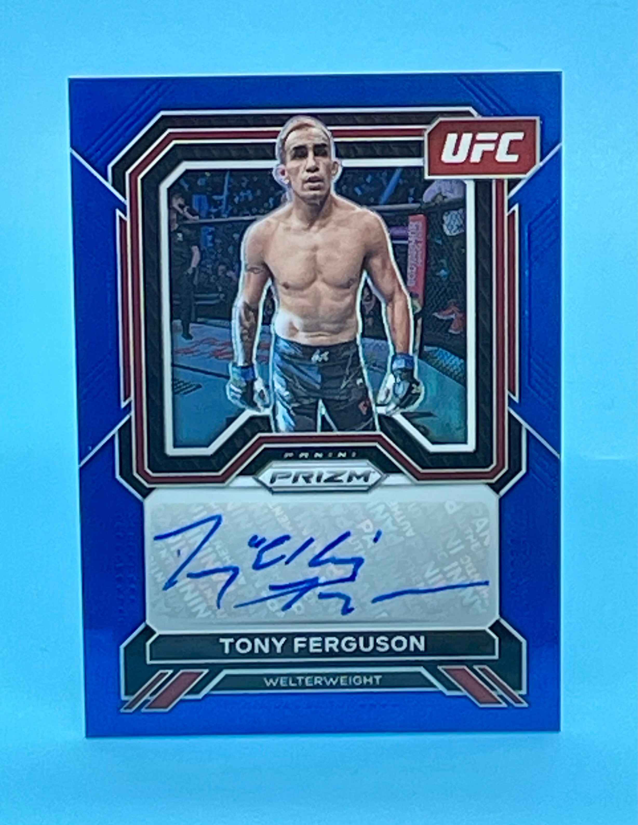 ❤️Tony Ferguson 2023 Panini Prizm UFC Superstar Signatures Blue Prizms Auto /49
