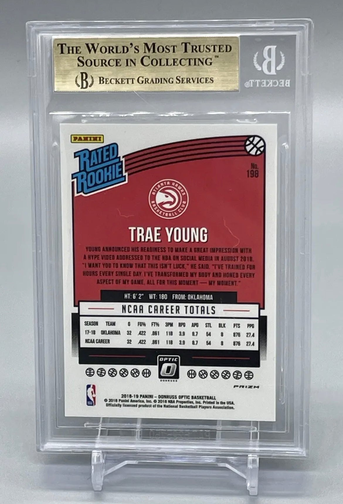 ❤️ 2018 Donruss Optic Shock Prizm #198 Trae RC Rookie BGS 9.5 GEM MINT Hawks