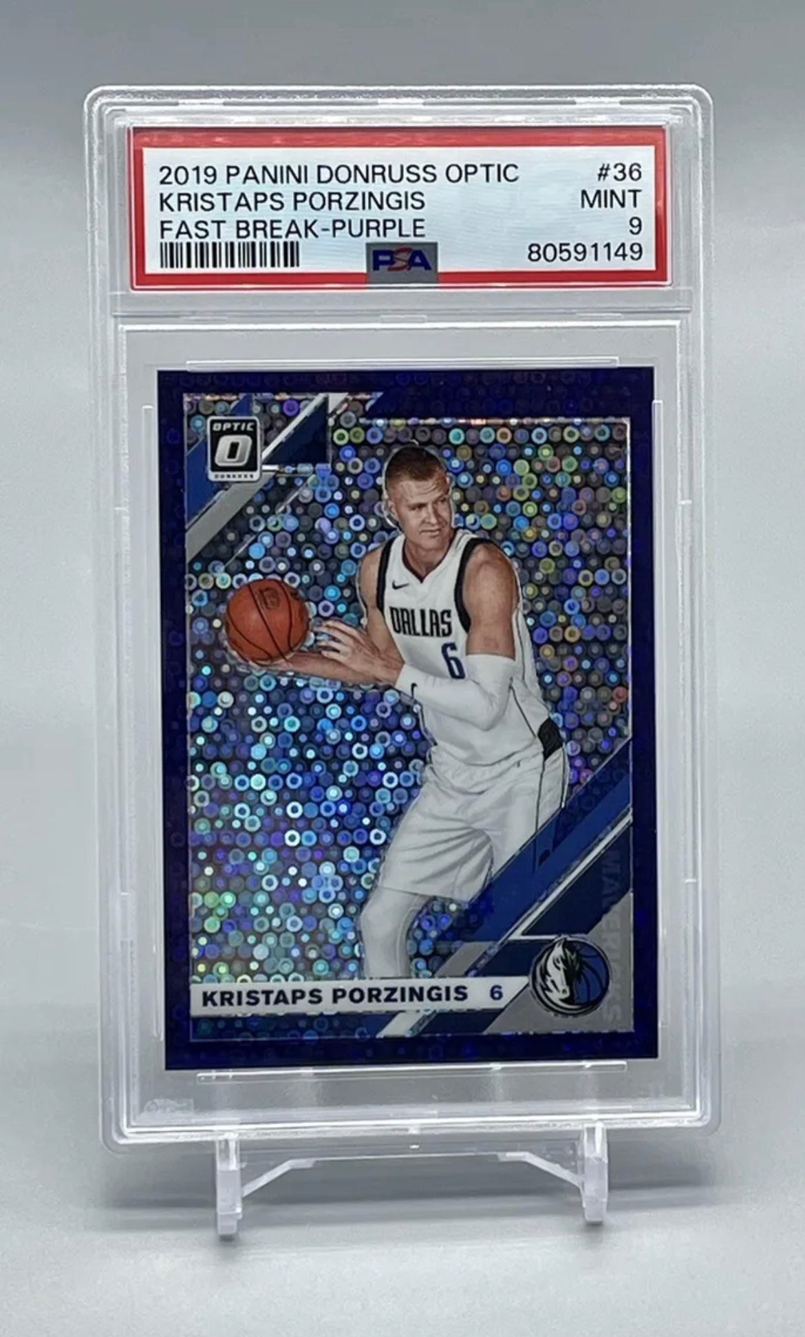 ❤️2019 Optic Fast Break Purple Prizm Jersey # 6/95 Kristaps Porzingis #36 Psa