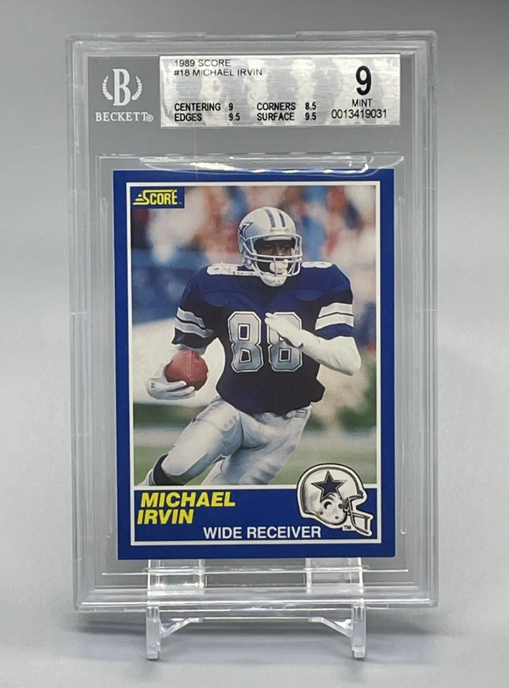 ❤️1989 Score Michael Irvin Cowboys BGS 9 Mint Rookie RC #18 First Year Of NFL “Score” product
