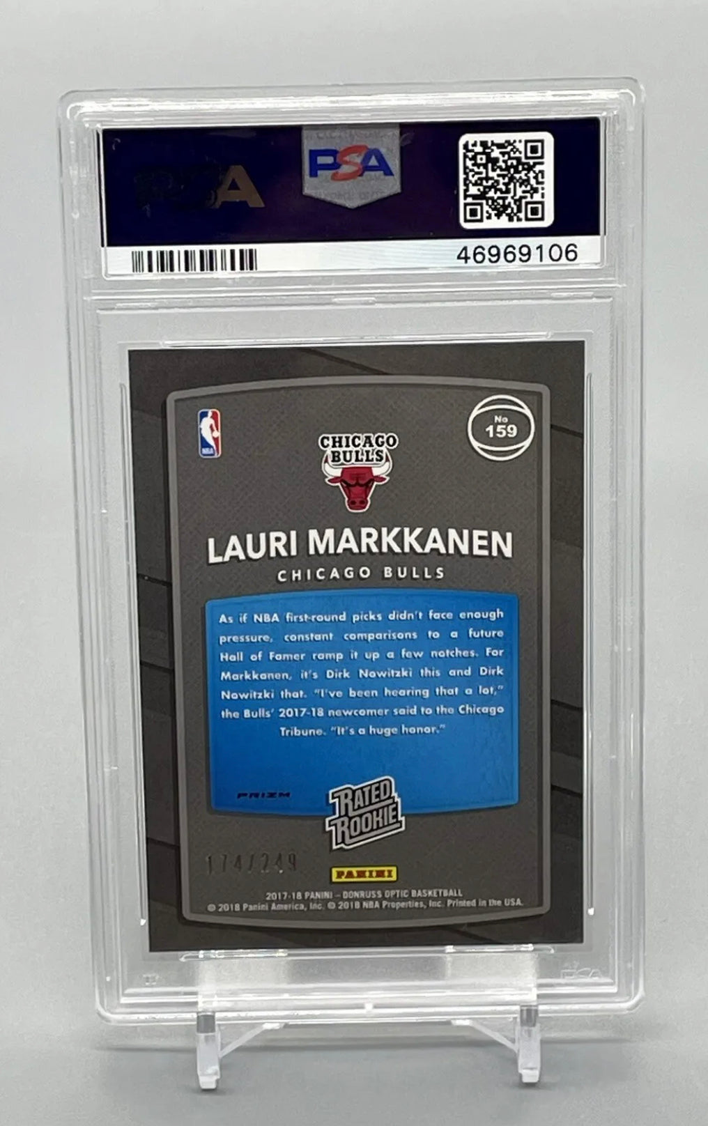 ❤️Lauri Markkanen PSA 10 GEM MINT 2017 Optic Premium Box Scope RC Rookie #/249 Pop 19!