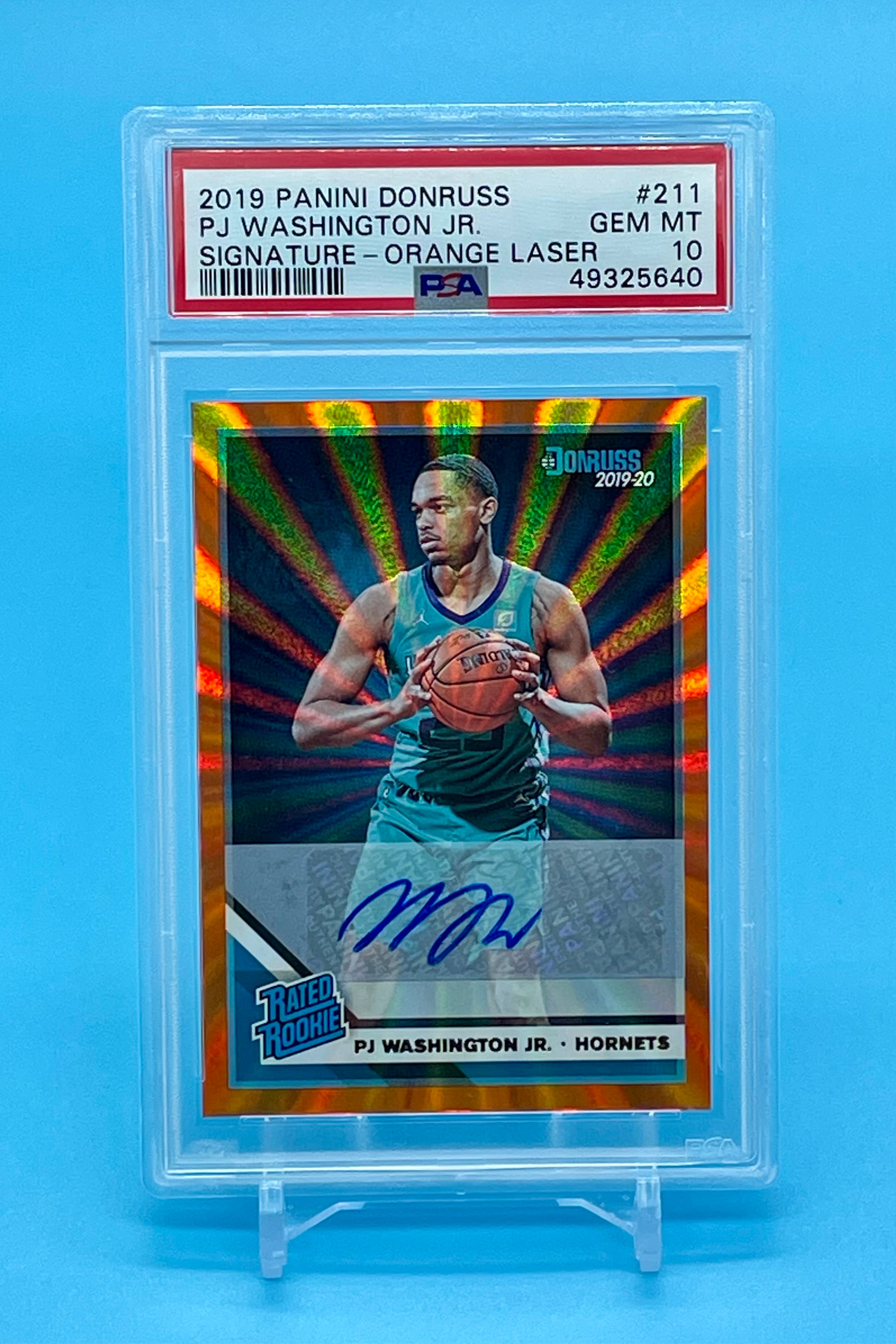 ❤️2019-20 Donruss Rated Rookie PJ WASHINGTON Orange Laser AUTO PSA GEM MINT 10 Dallas Mavs
