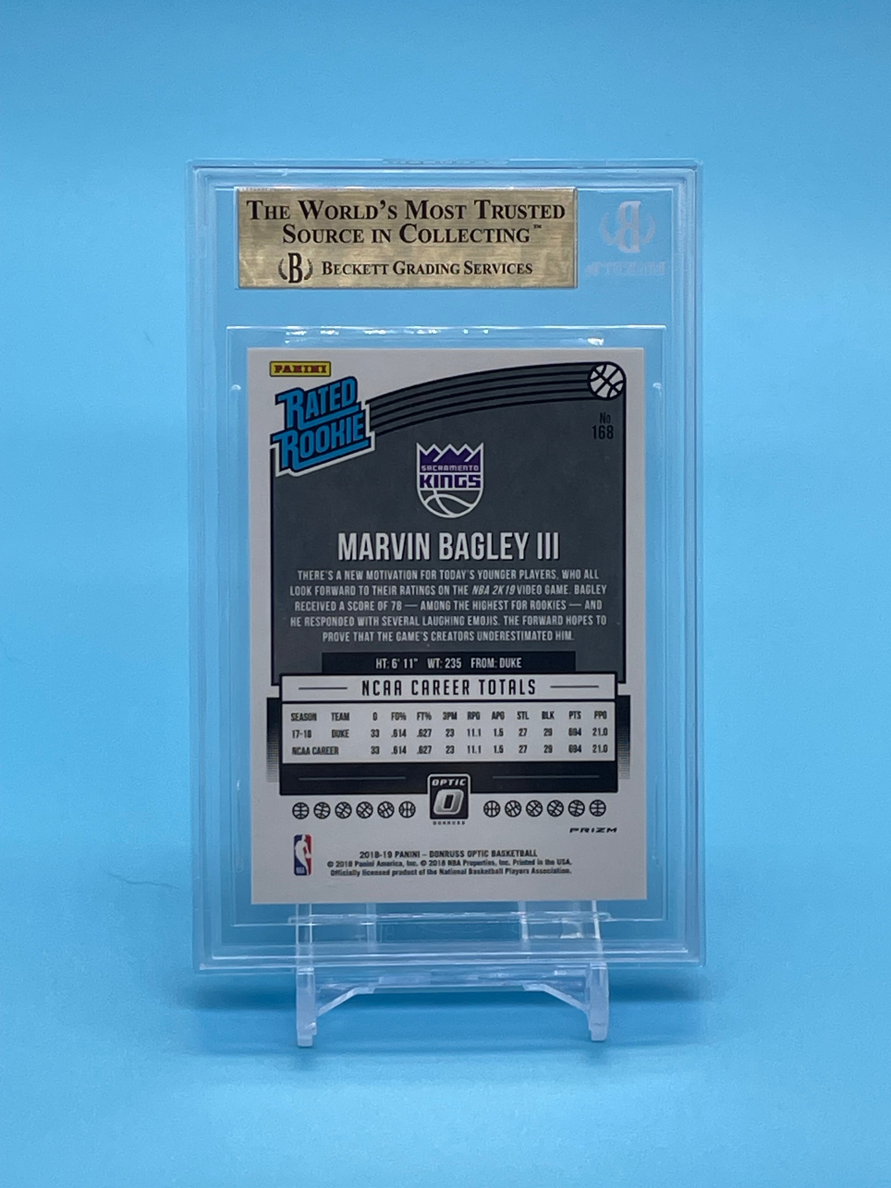 ❤️2018 Donruss Optic Shock Marvin Bagley III RR BGS 9.5 Rookie RC True Gem Mint