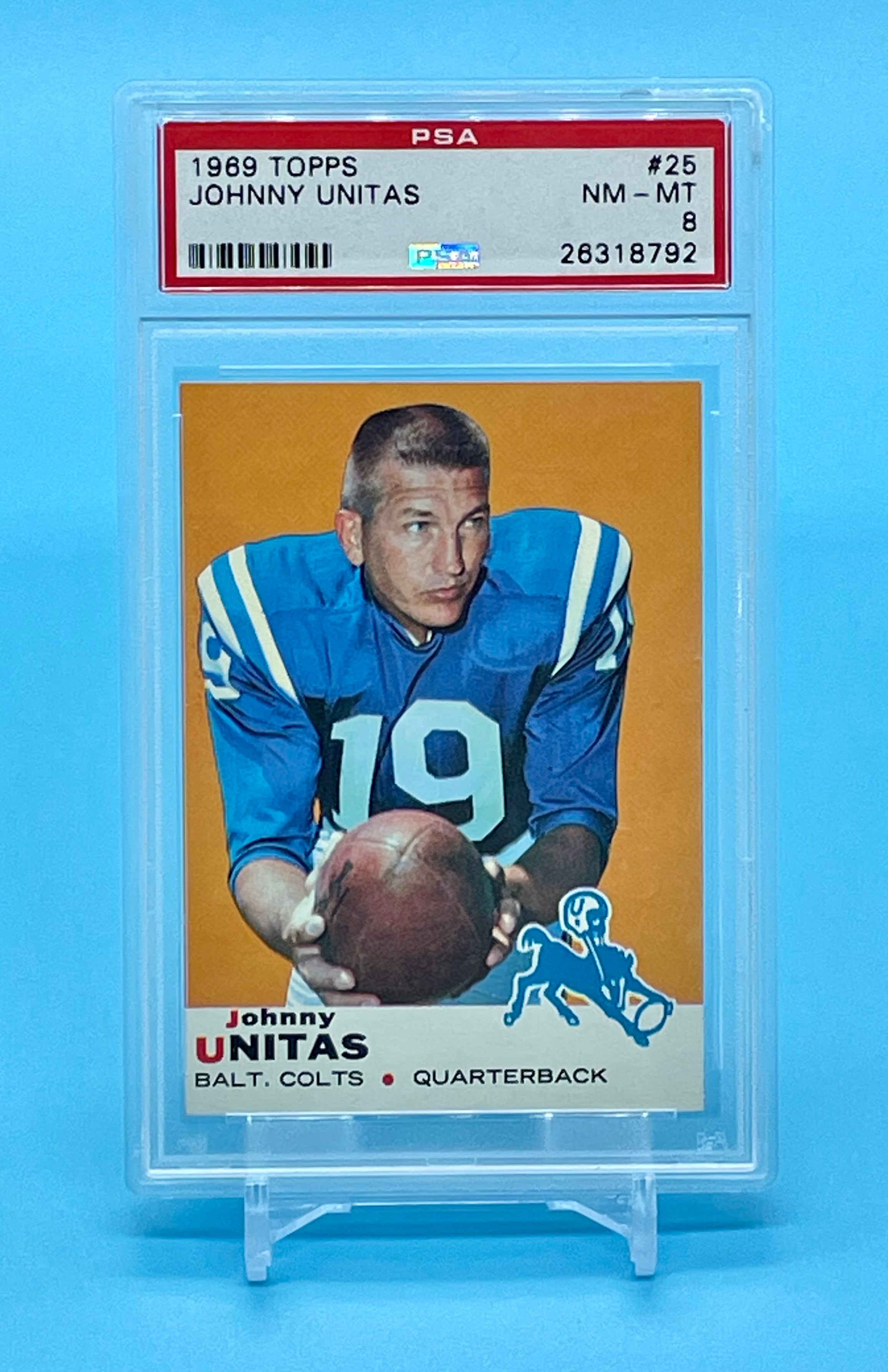 ❤️1969 Topps Football Johnny Unitas #25 PSA 8 Baltimore Colts