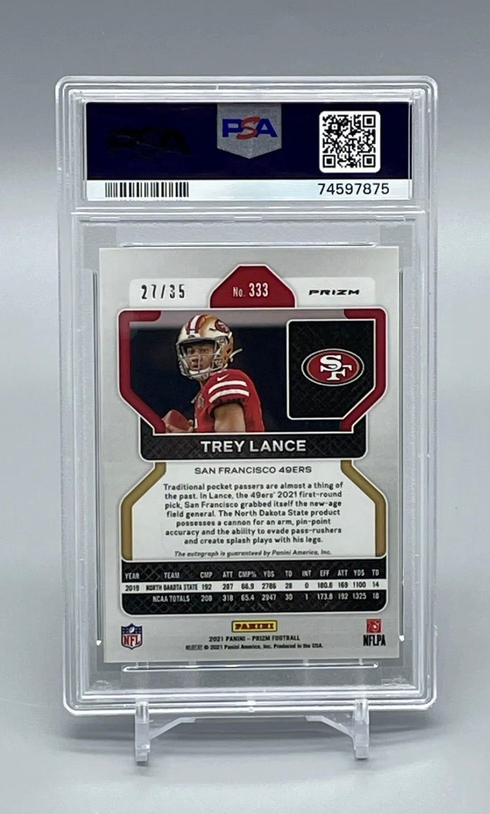 ❤️2021 Prizm Trey Lance Prizm FOTL Red Shimmer 27/35 Auto Rookie Rc #333 49ers