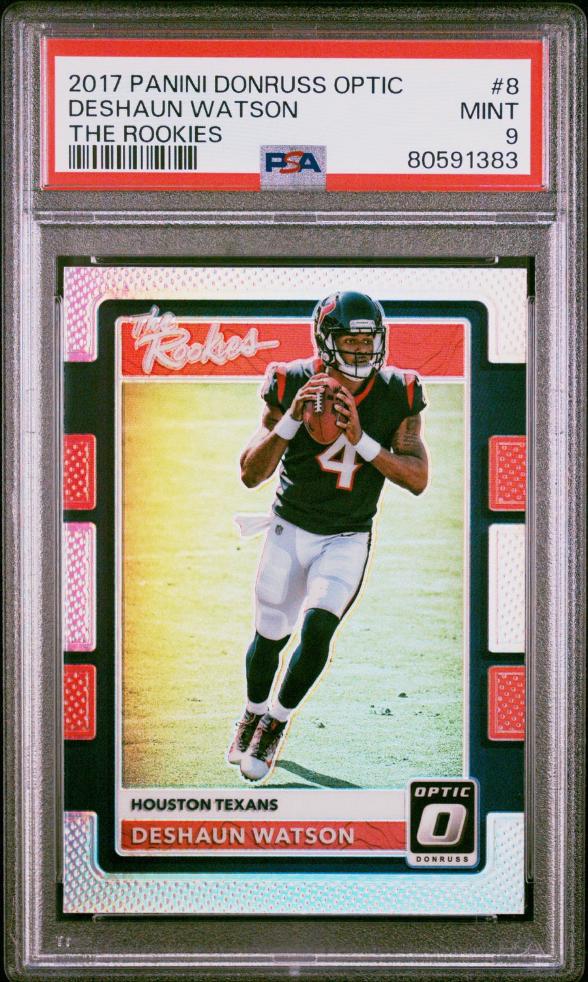❤️DESHAUN WATSON 2017 DONRUSS OPTIC THE ROOKIES PRIZM HOLO ROOKIE RC #8 PSA 9 MINT