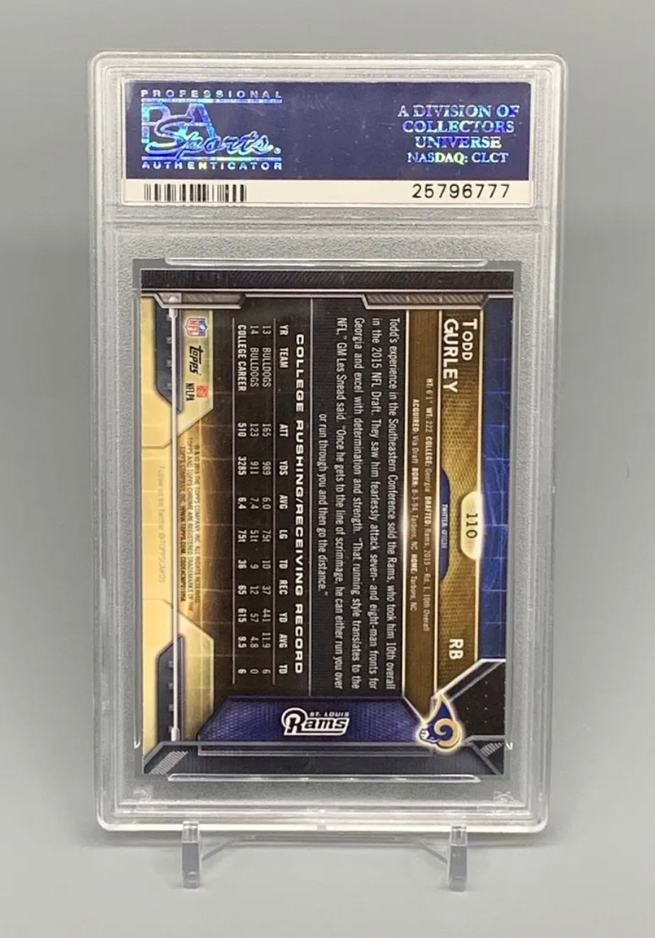 ❤️2015 TOPPS CHROME TODD GURLEY RC #110 RUNNING WITH BALL PSA GEM-MNT 10 Rookie