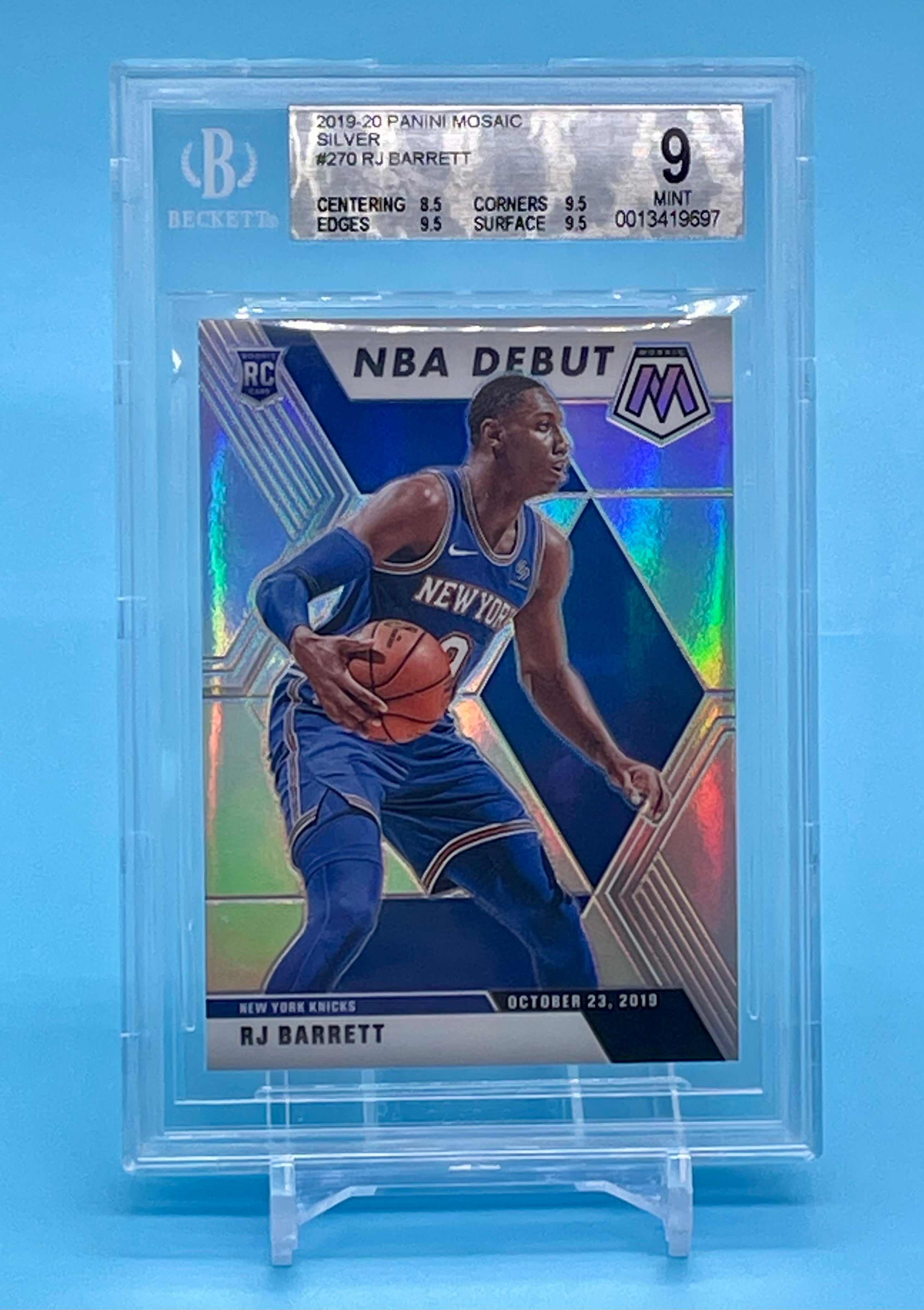❤️2019-20 Mosaic RJ Barrett NBA Debut Silver Prizm Rookie RC #270 BGS 9 Knicks