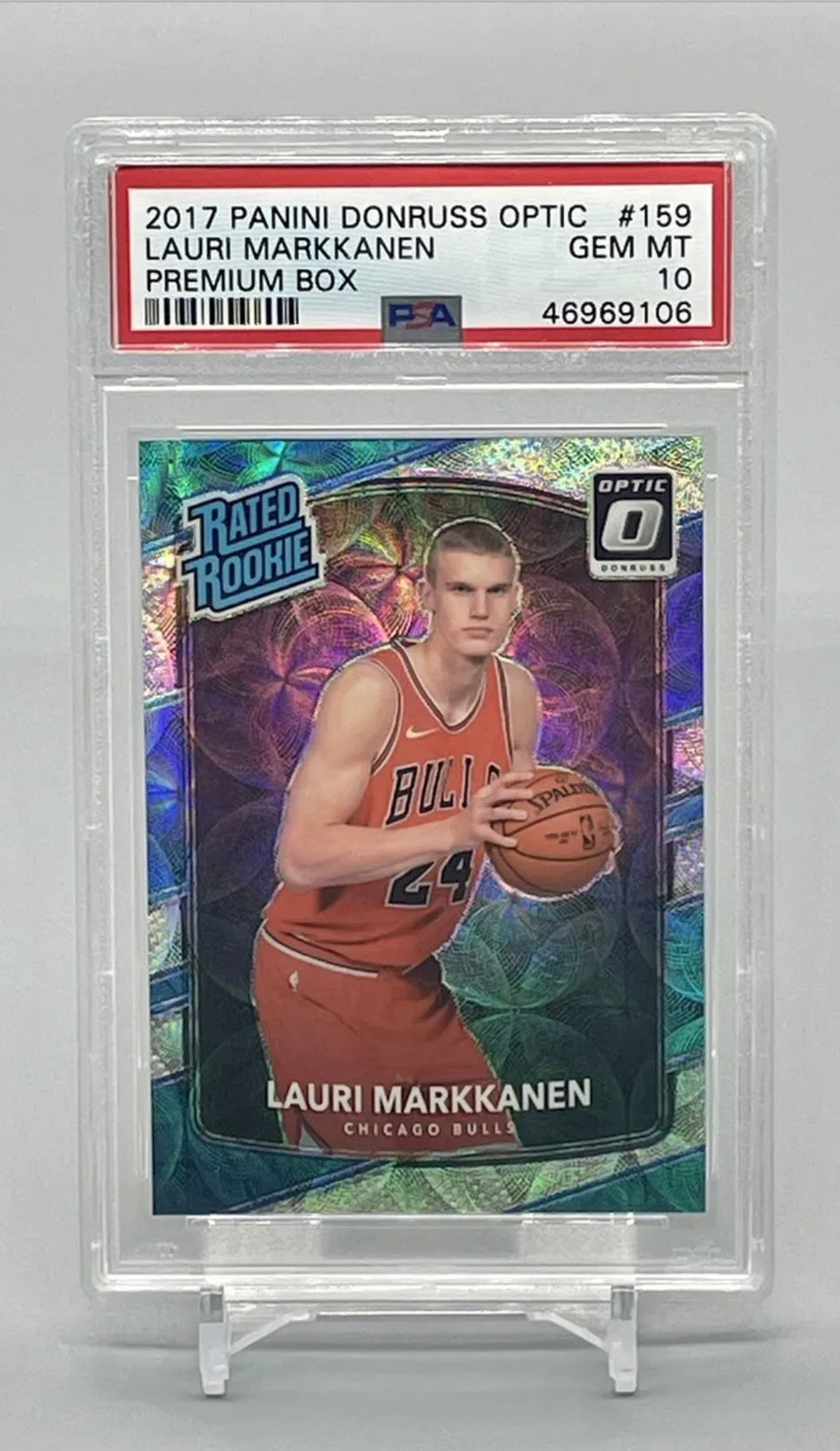 ❤️Lauri Markkanen PSA 10 GEM MINT 2017 Optic Premium Box Scope RC Rookie #/249 Pop 19!