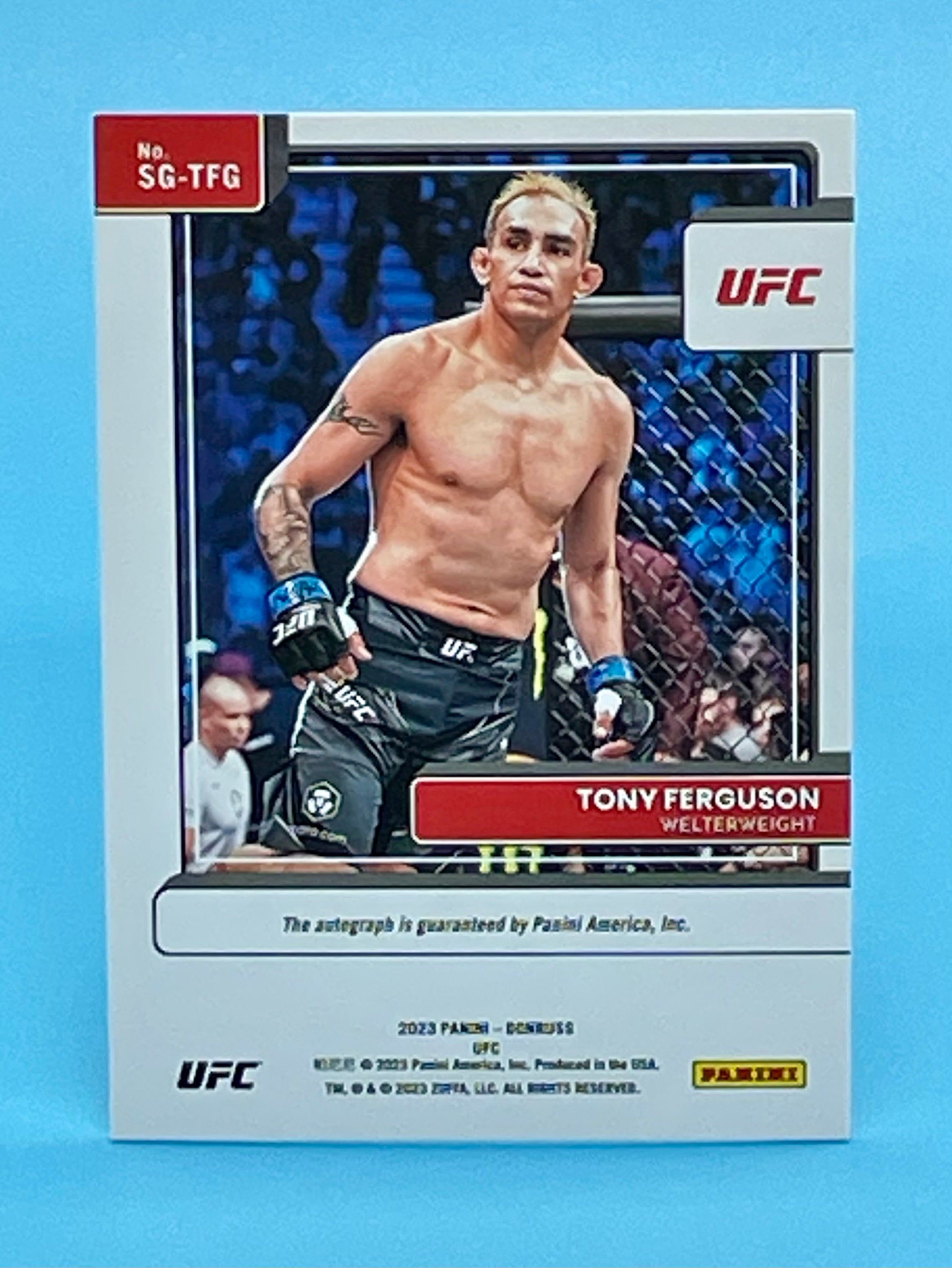 ❤️Tony Ferguson 2023 Panini Prizm UFC Superstar Signatures Blue Prizms Auto /49