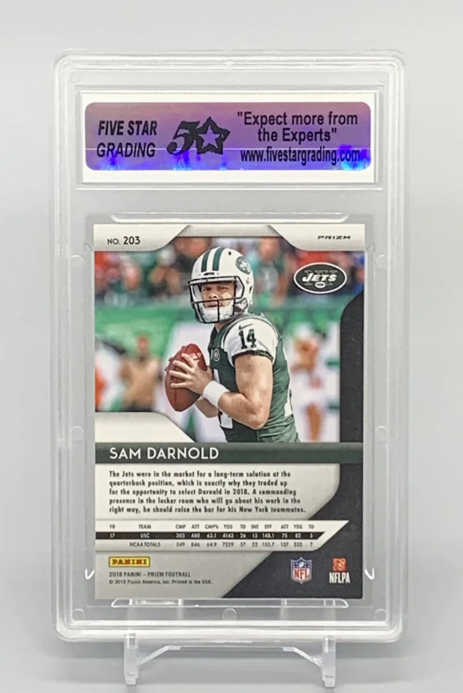 ❤️2018 Panini Prizm Sam Darnold Disco Rookie Card #203 Grade Mint 9 NY Jets