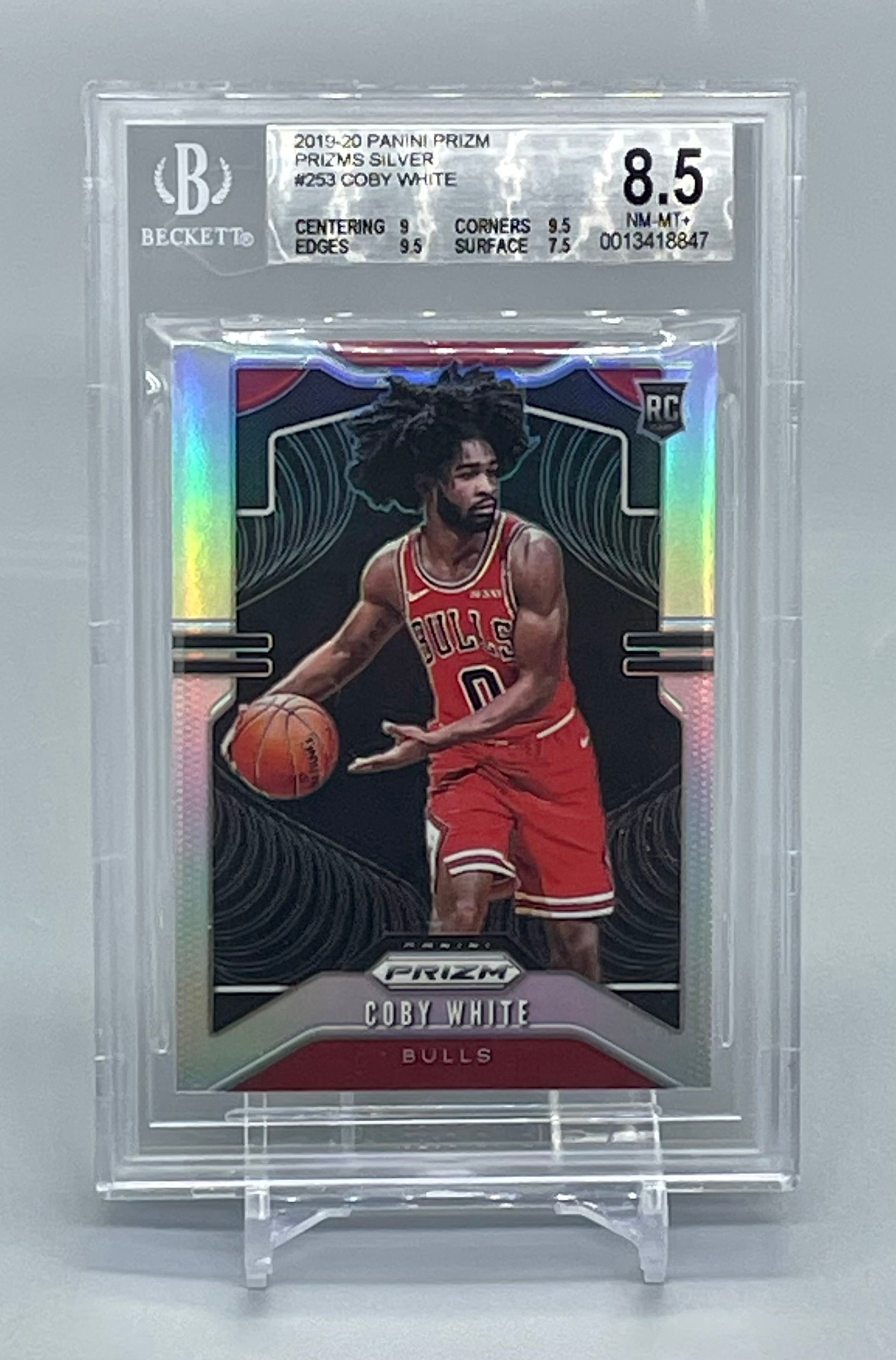 ❤️2019-20 Prizm Coby White Silver Prizm Rookie RC #253 BGS 8.5 MINT Bulls