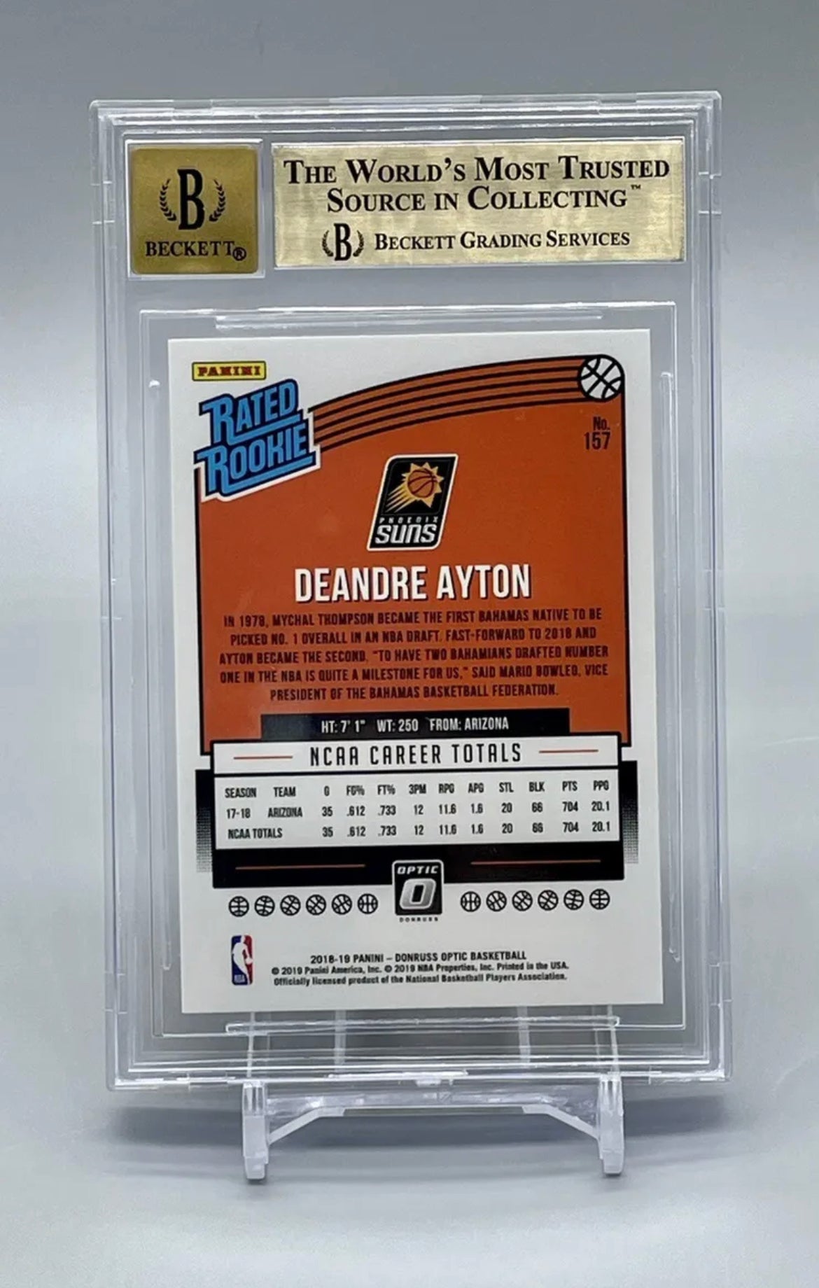 ❤️2018 DONRUSS OPTIC DeANDRE AYTON RR ROOKIE RC #157 BGS 9.5 Beckett Auto ERROR (no auto grade should have been done)