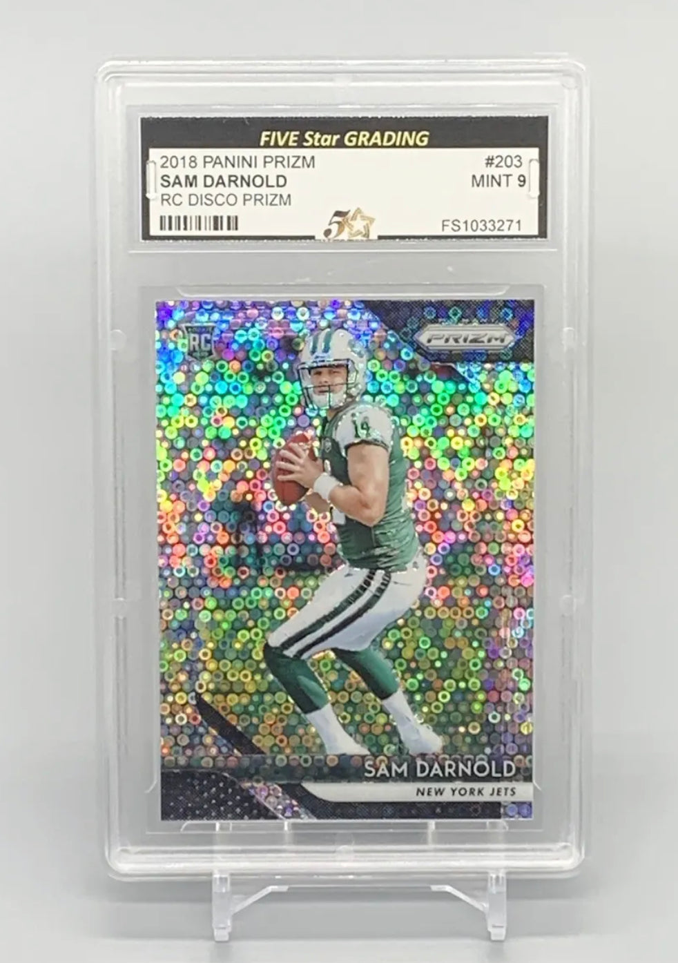 ❤️2018 Panini Prizm Sam Darnold Disco Rookie Card #203 Grade Mint 9 NY Jets