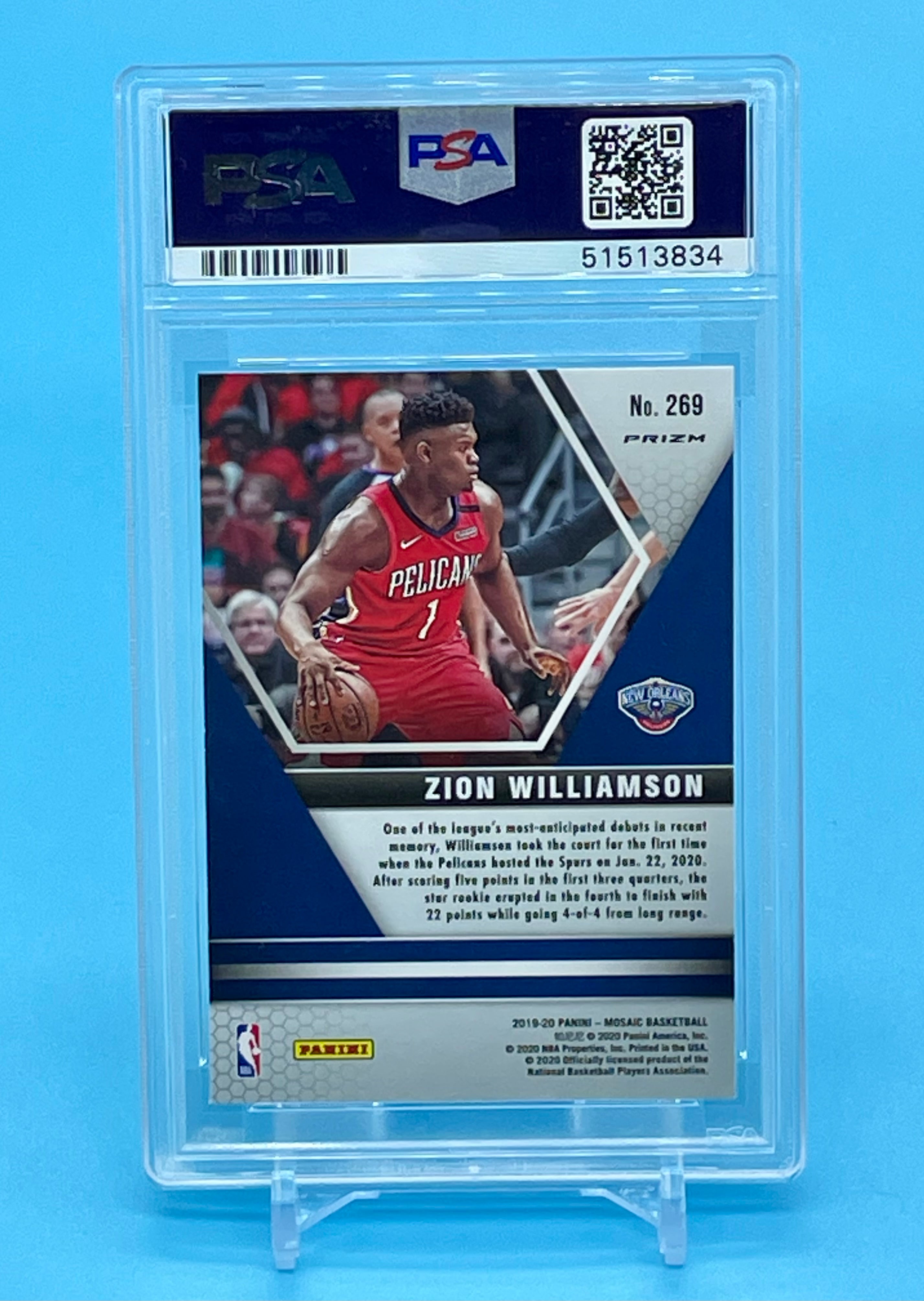 ❤️2019 Panini Mosiac SILVER Prizm Zion Williamson RC Rookie PSA 10 GEM MINT #269