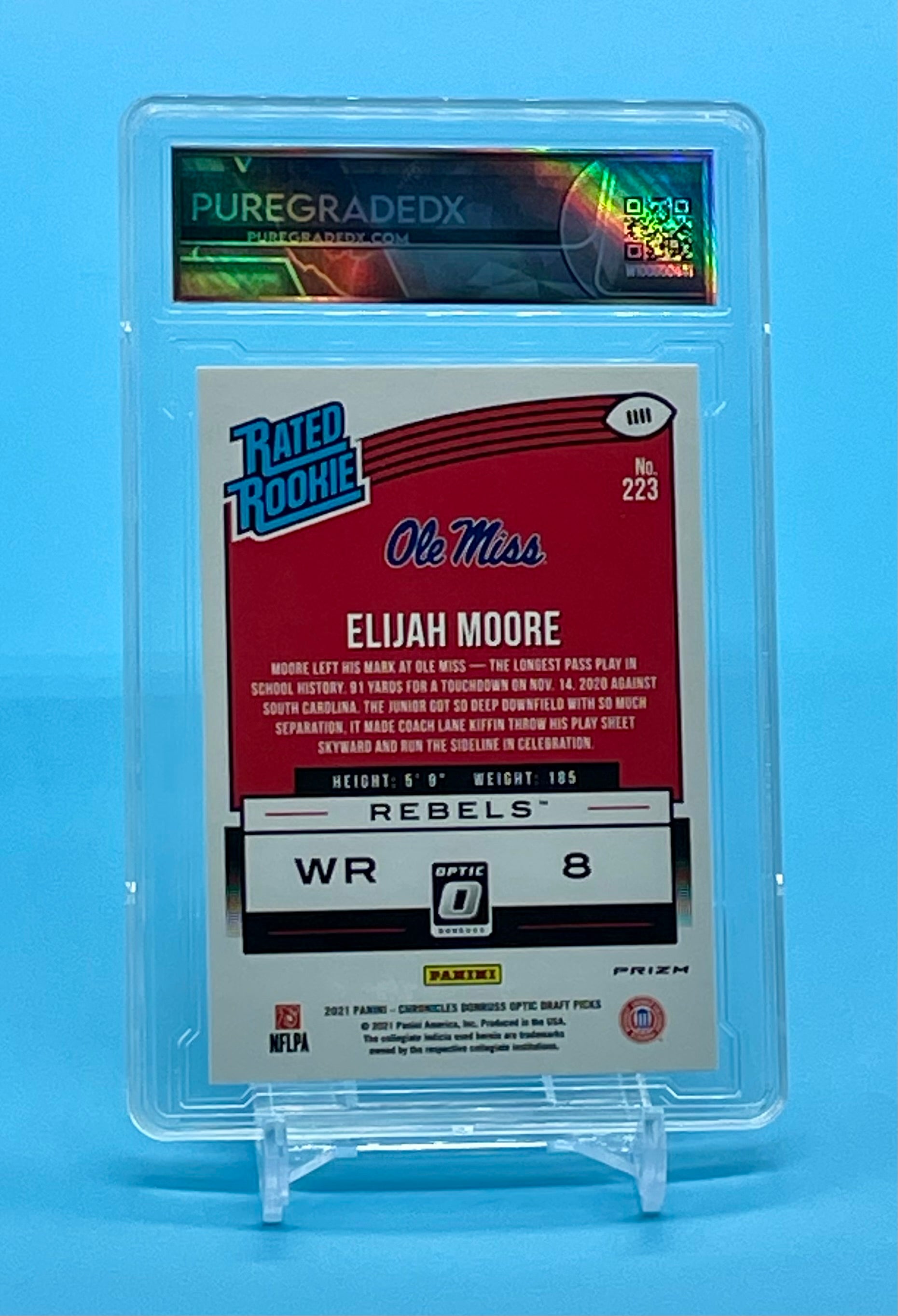 ❤️2021 Chronicles Donruss Optic Elijah Moore Green Holo Rookie RC PureGradedx 10