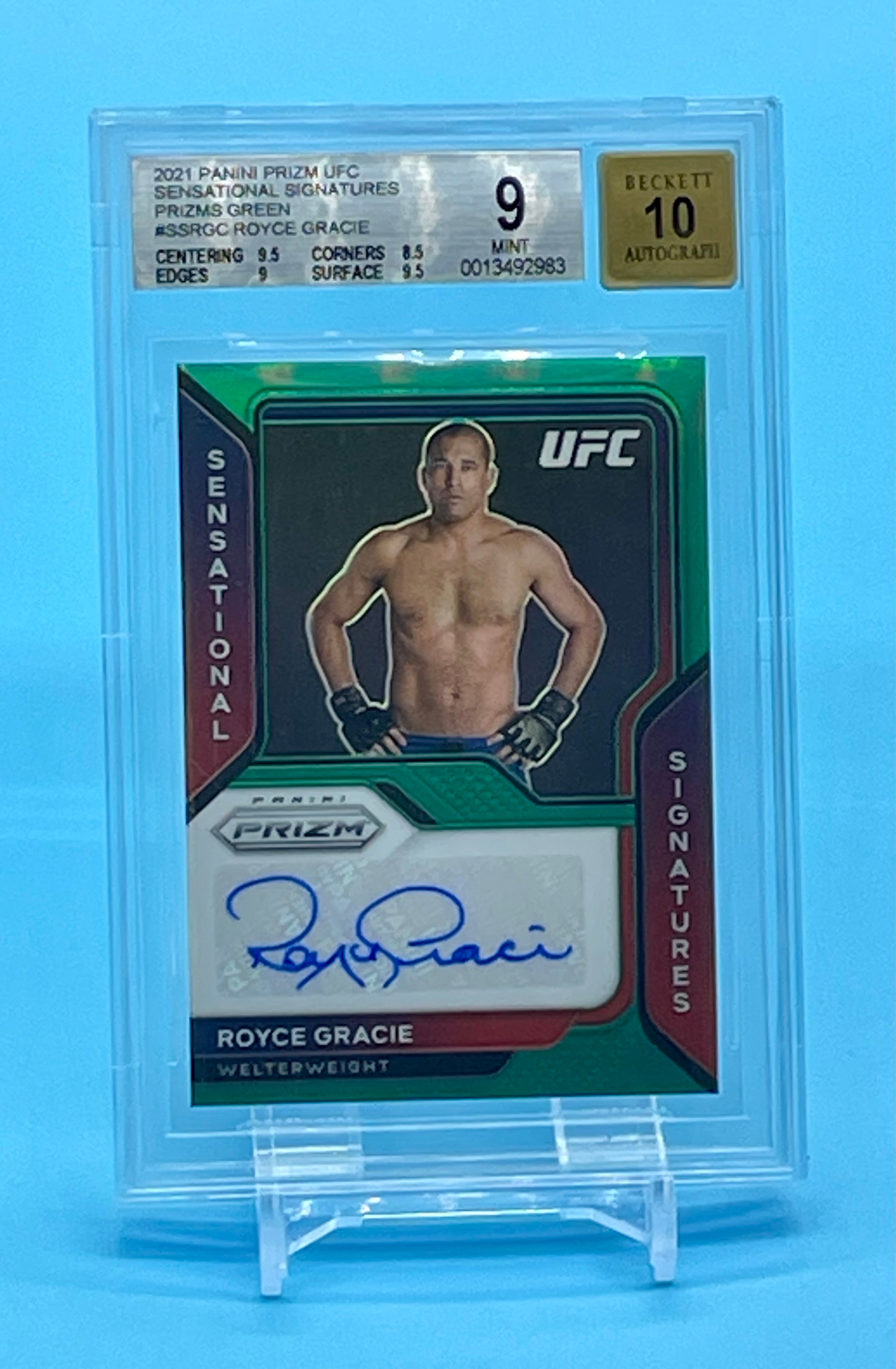 ❤️2021 Prizm UFC Royce Gracie Sensational Signatures GREEN 1st Edition BGS 9 Auto 10 Pop 1!