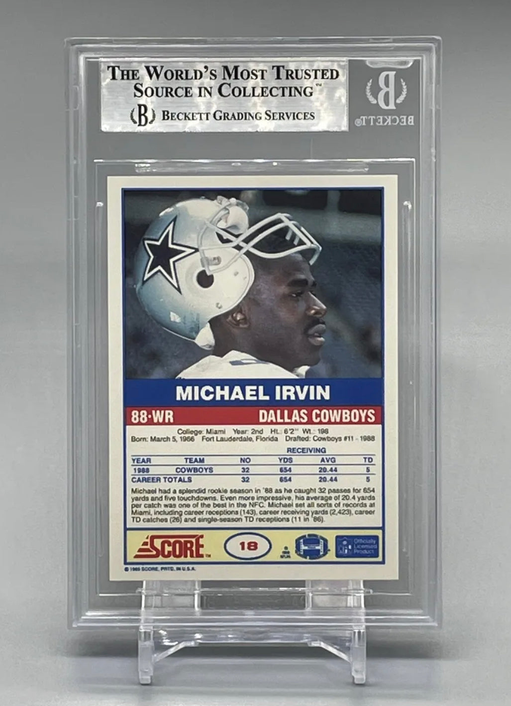 ❤️1989 Score Michael Irvin Cowboys BGS 9 Mint Rookie RC #18 First Year Of NFL “Score” product