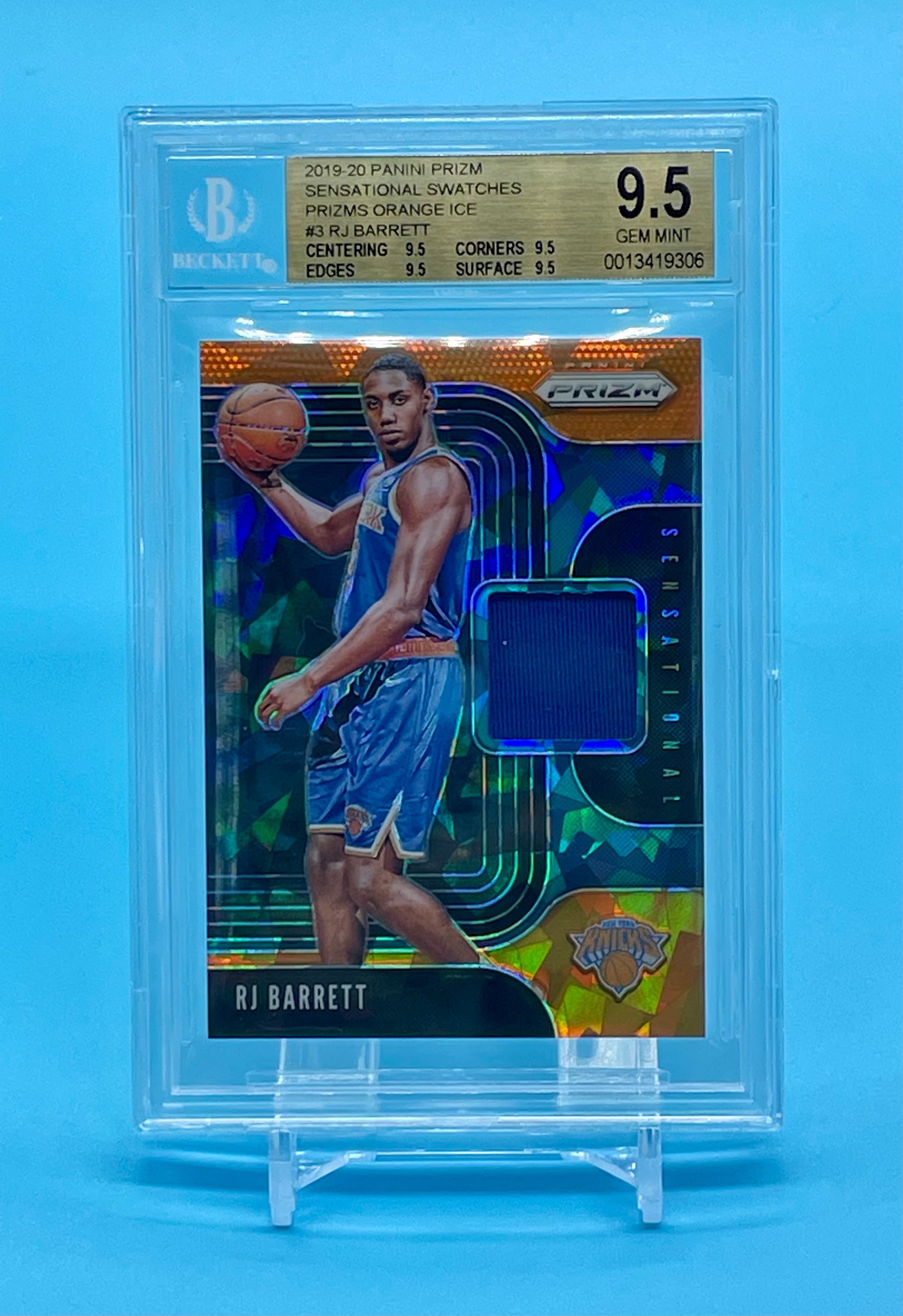 ❤️2019 Prizm Sensational Swatches RJ Barrett RC Rookie Orange Ice BGS 9.5 Gem Mint
