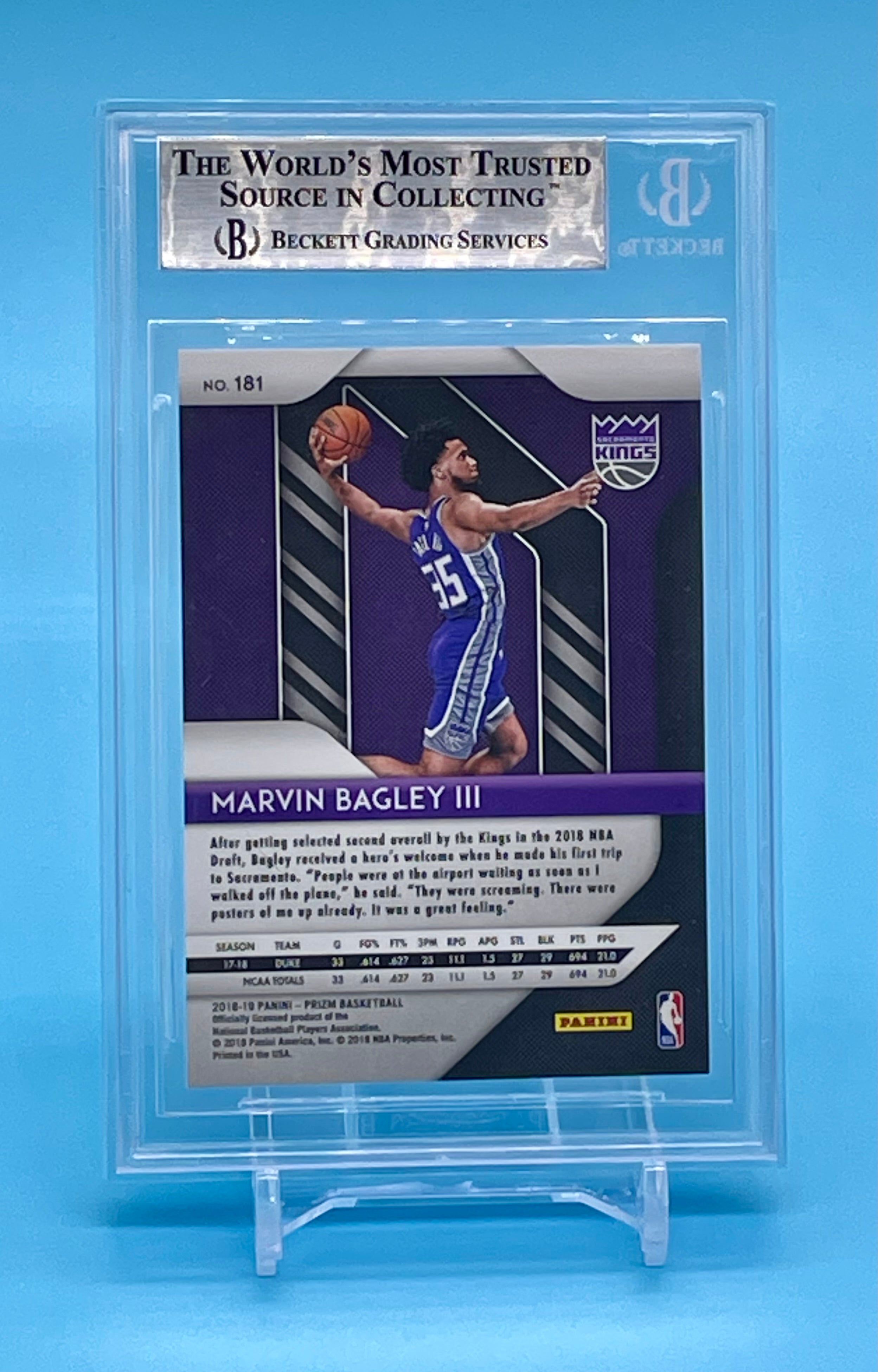 ❤️2018-19 Panini Prizm Marvin Bagley III #181 BGS 9 MINT Rookie RC