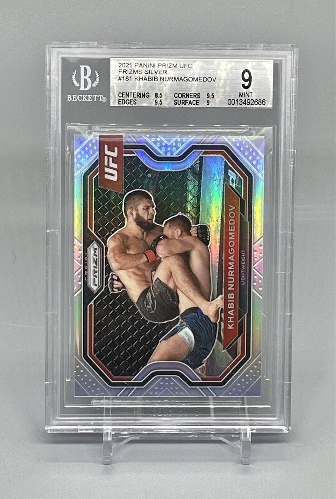 ❤️ 2021 Panini Silver Prizm UFC #181 Khabib Nurmagomedov BGS 9 Mint